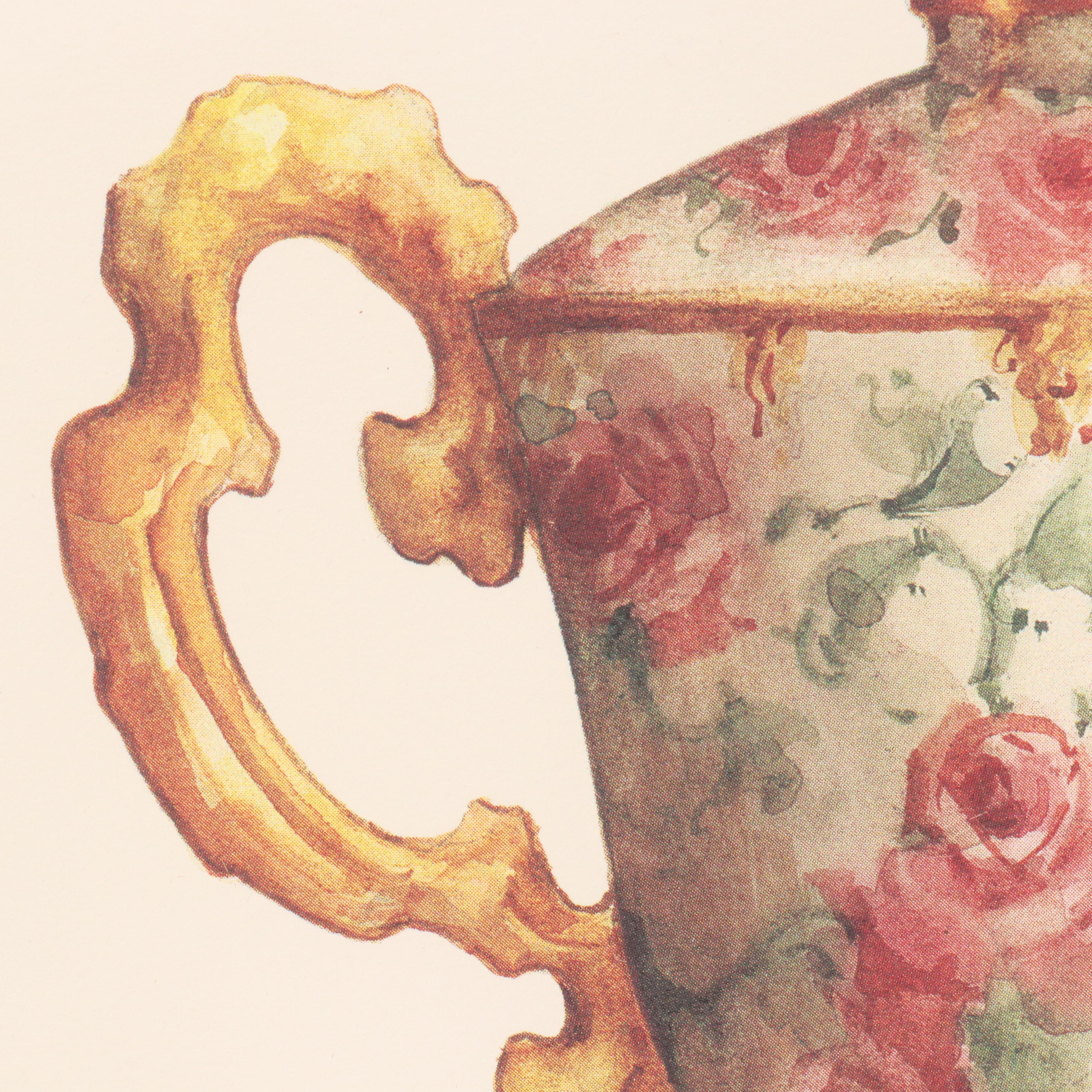 Offset Lithographs After Carolyn Shores Wright Teapot and Cups, Circa 1994