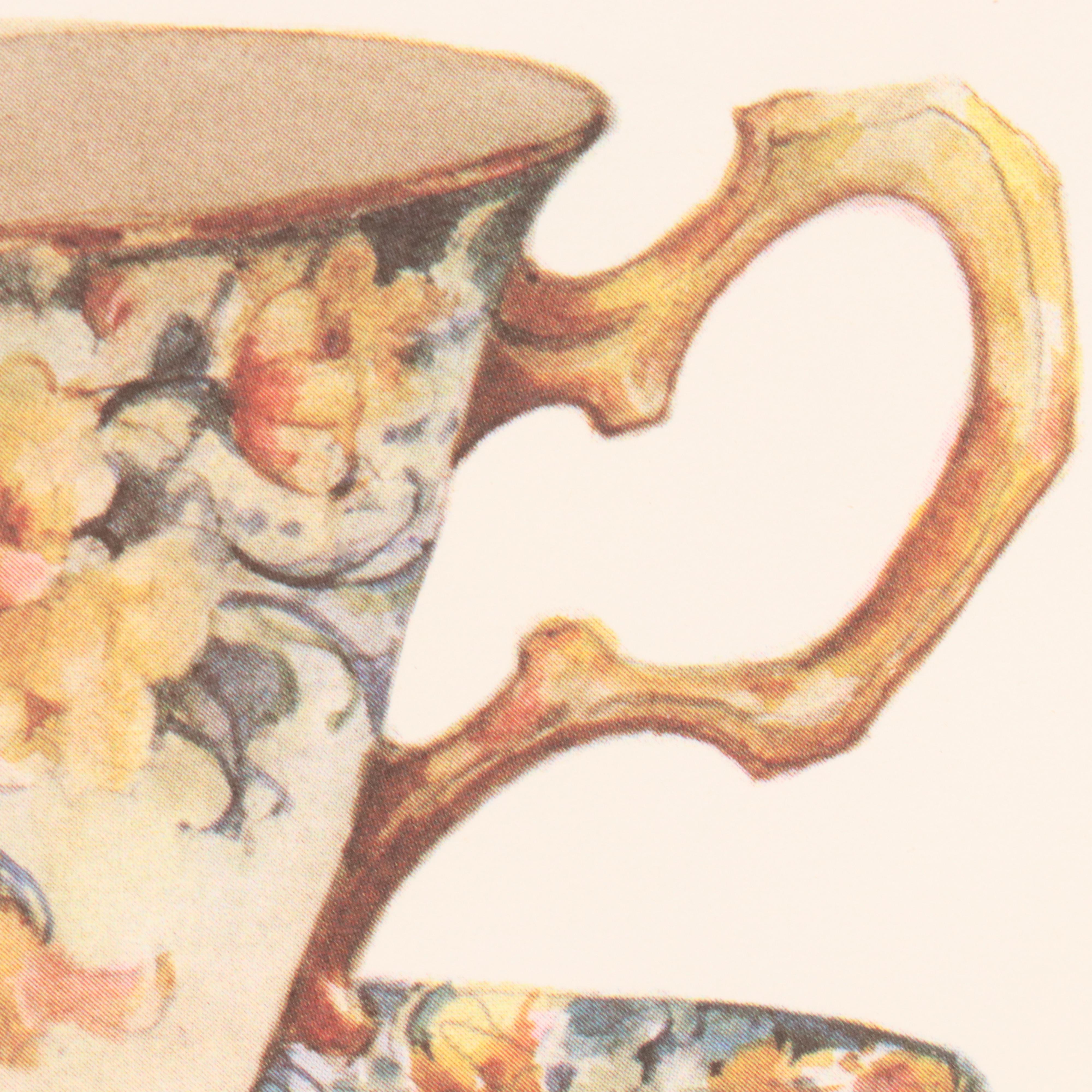 Offset Lithographs After Carolyn Shores Wright Teapot and Cups, Circa 1994