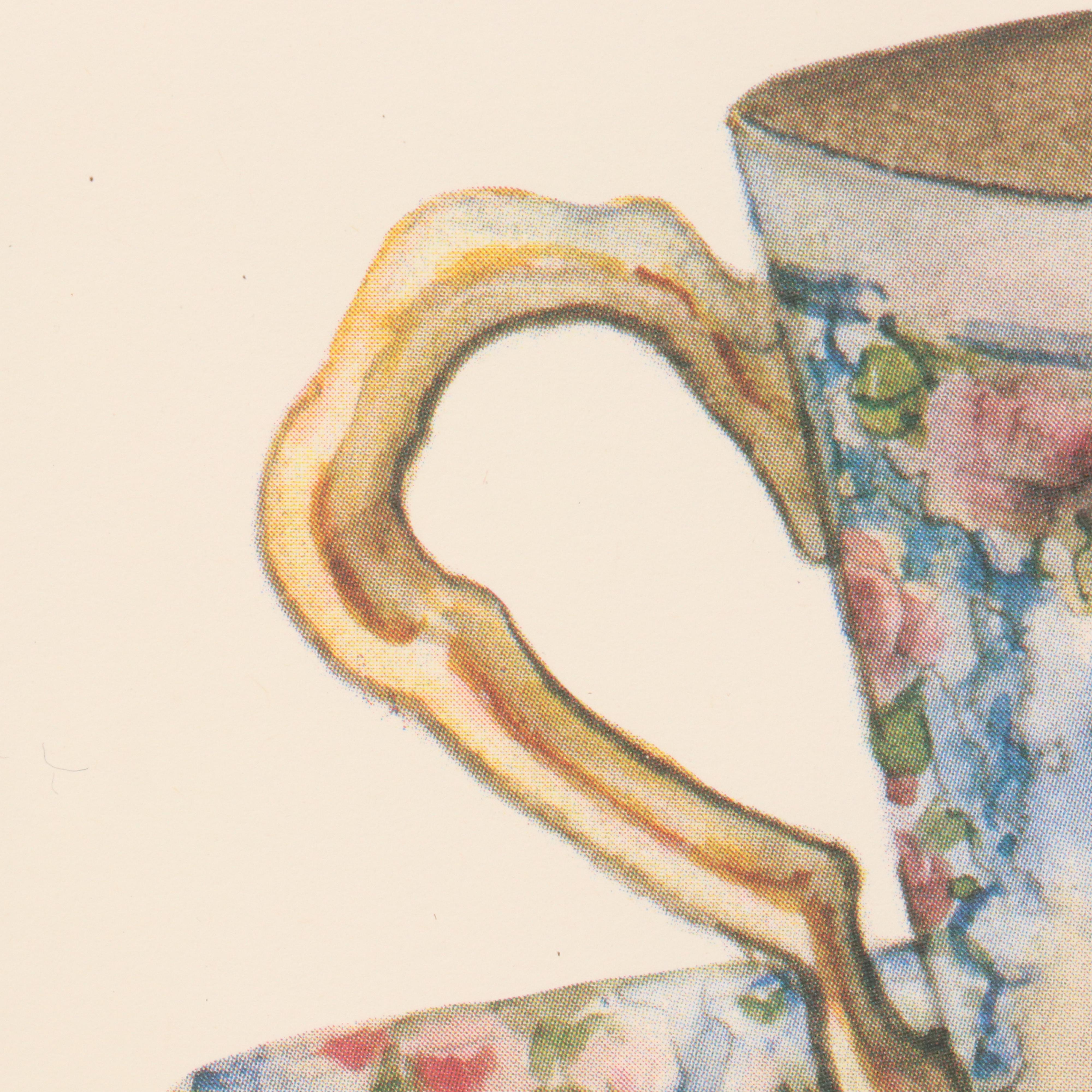 Offset Lithographs After Carolyn Shores Wright Teapot and Cups, Circa 1994