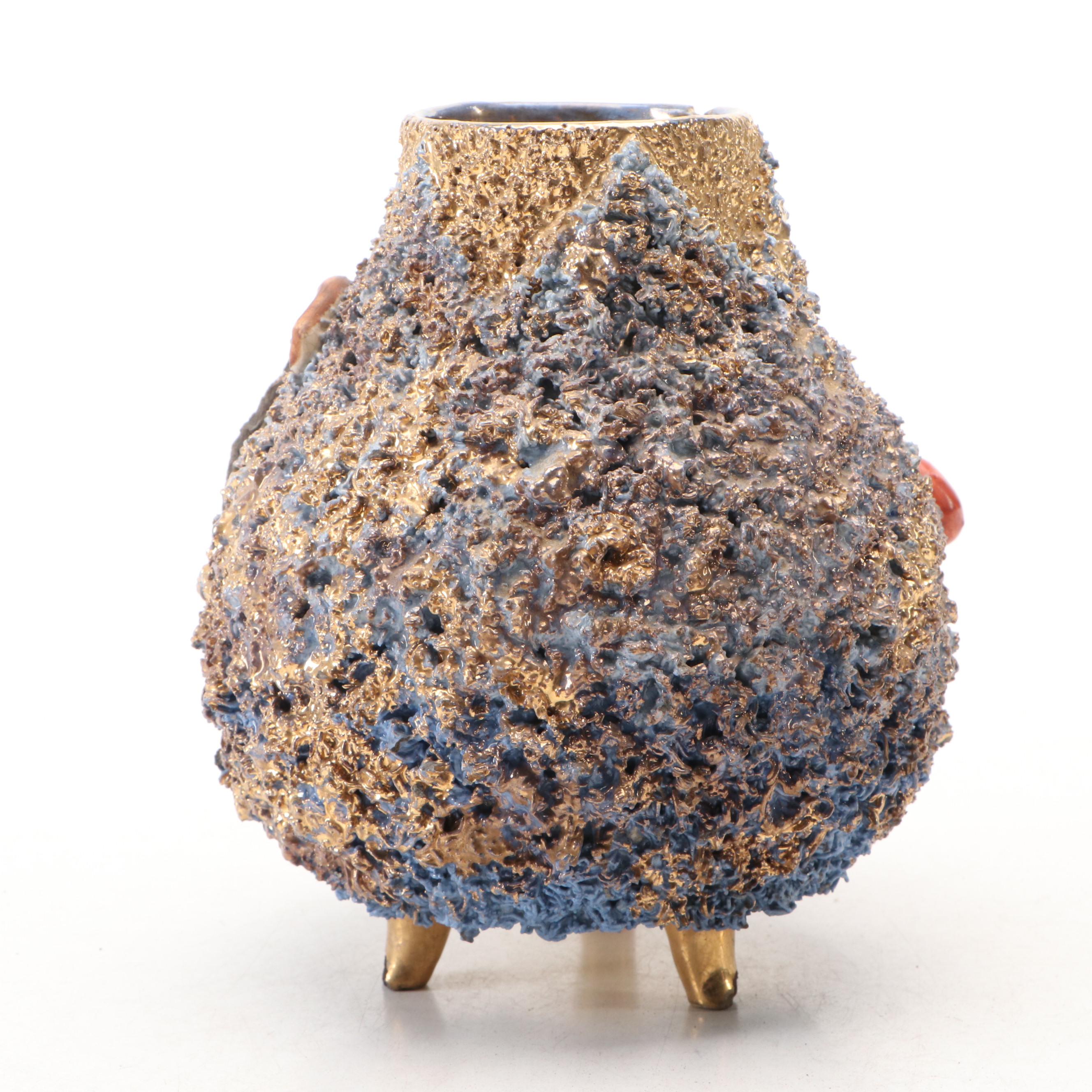 Barbotine Majolica Vase, Late 19th to Early 20th Century