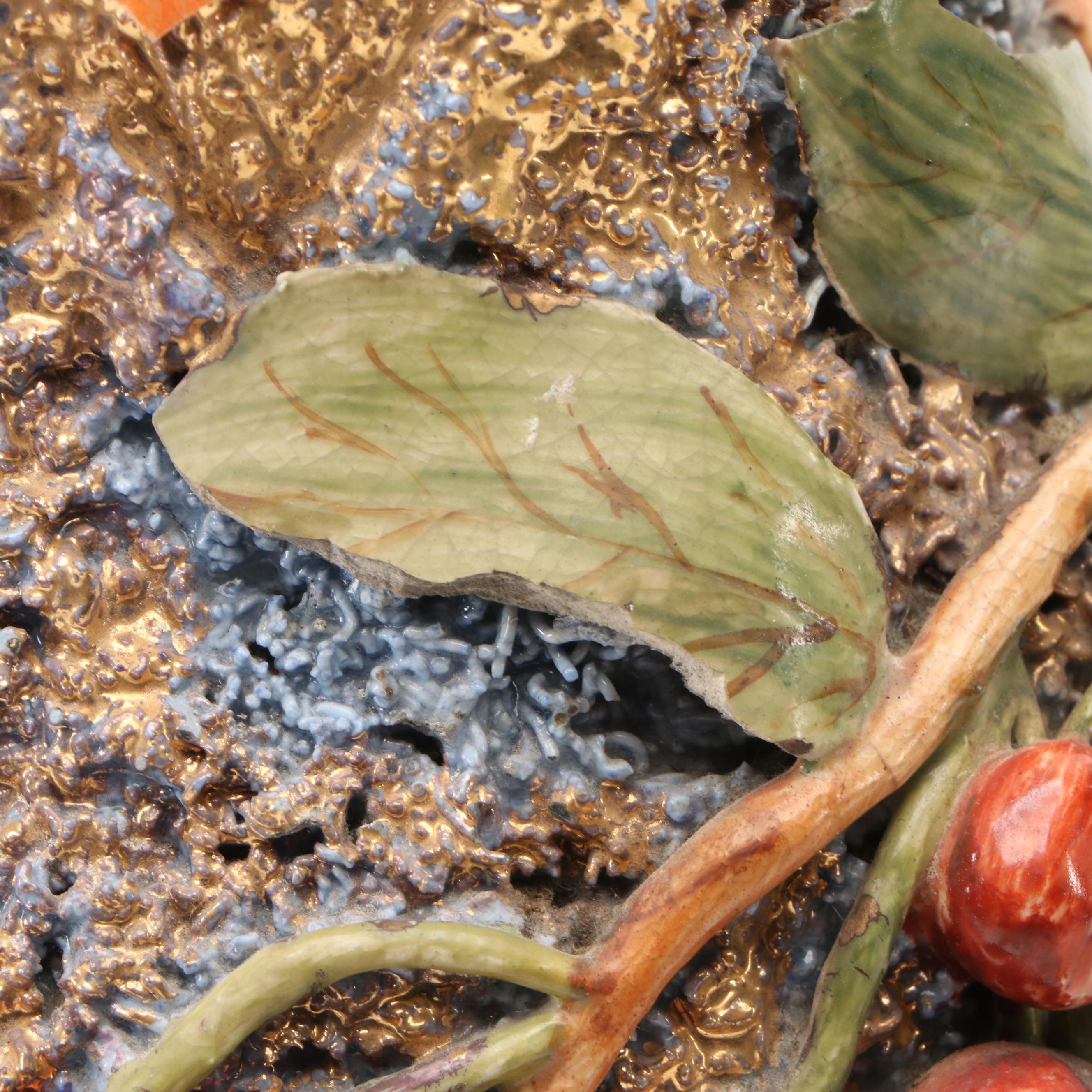 Barbotine Majolica Vase, Late 19th to Early 20th Century