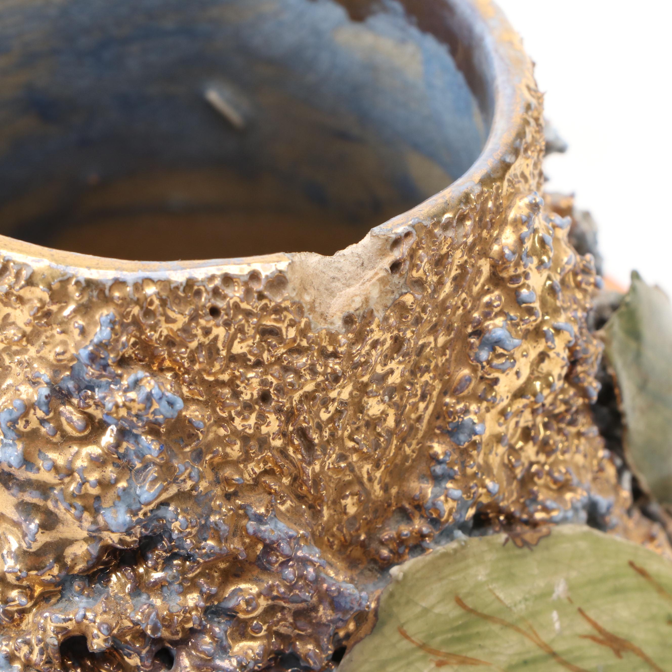 Barbotine Majolica Vase, Late 19th to Early 20th Century