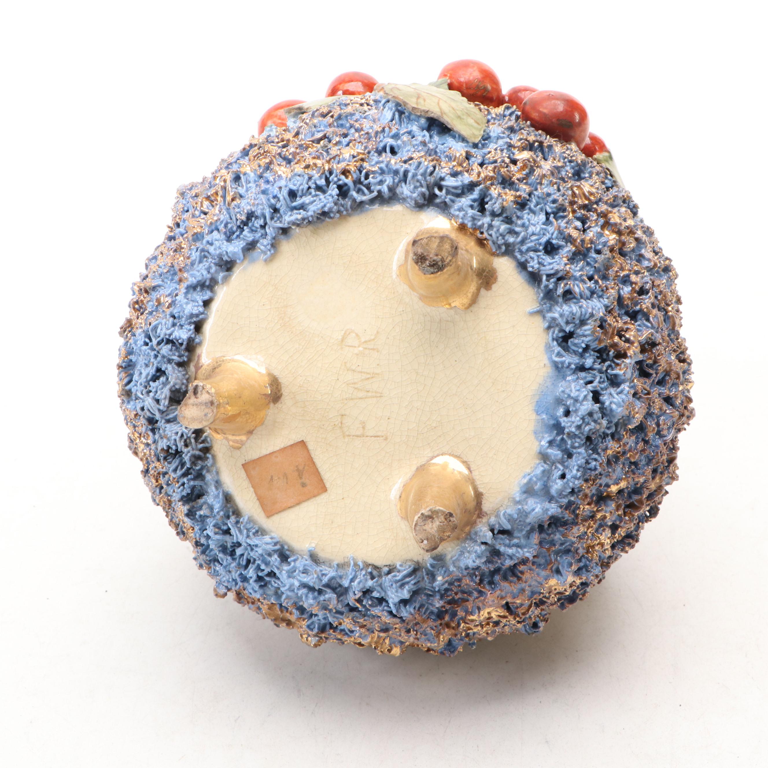 Barbotine Majolica Vase, Late 19th to Early 20th Century