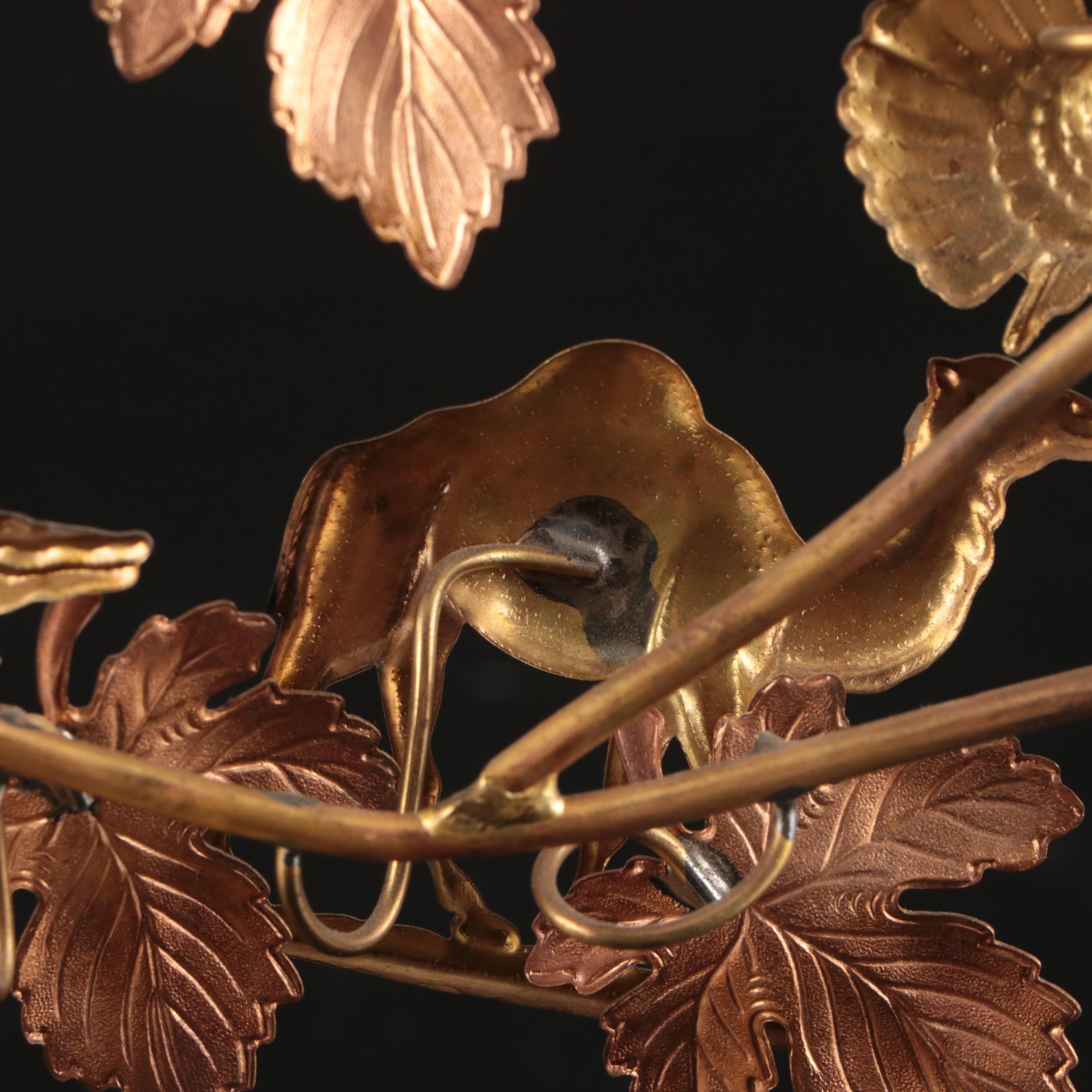 Brass Maple Tree and Animals Candle Holder