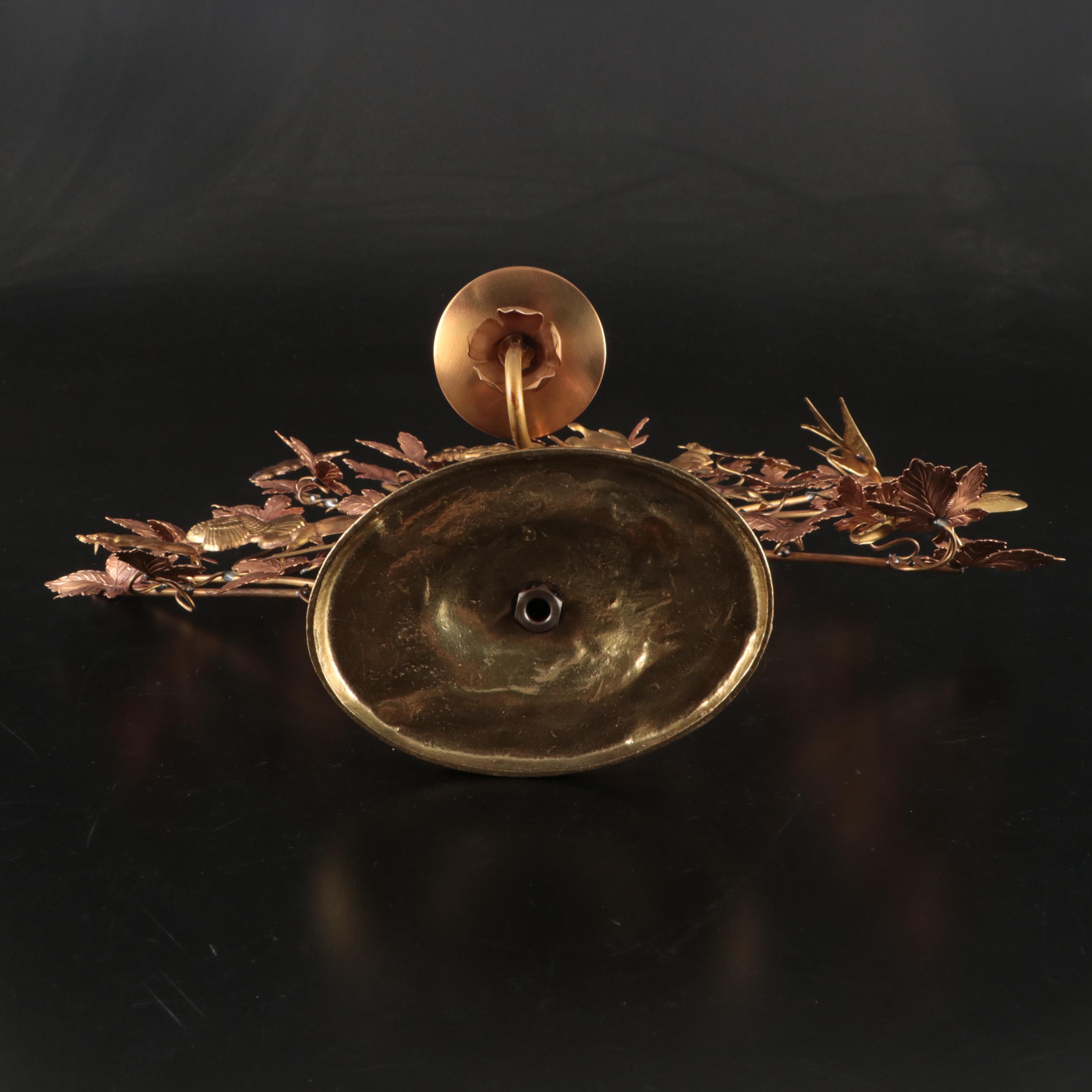 Brass Maple Tree and Animals Candle Holder