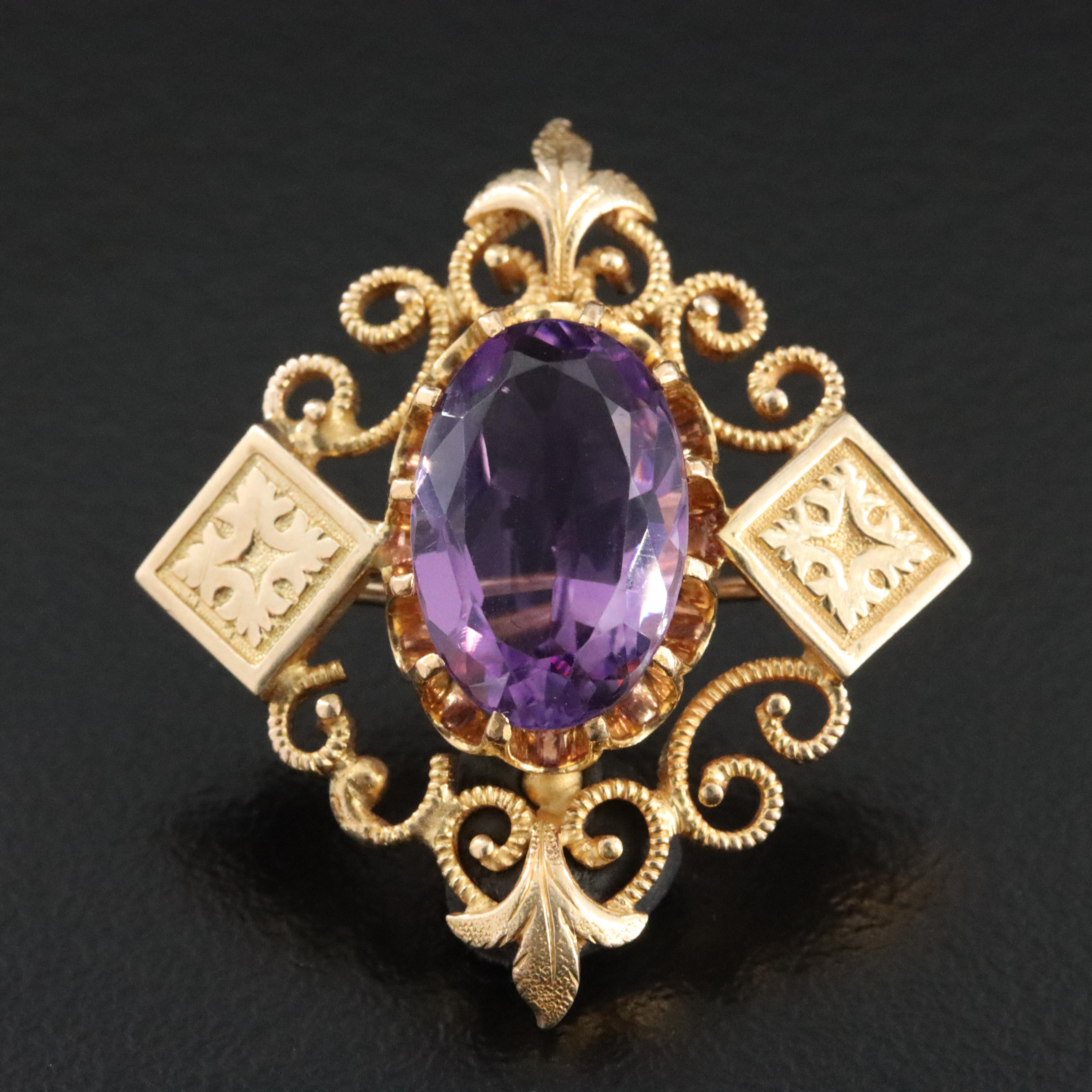 Victorian 10K Amethyst Pin