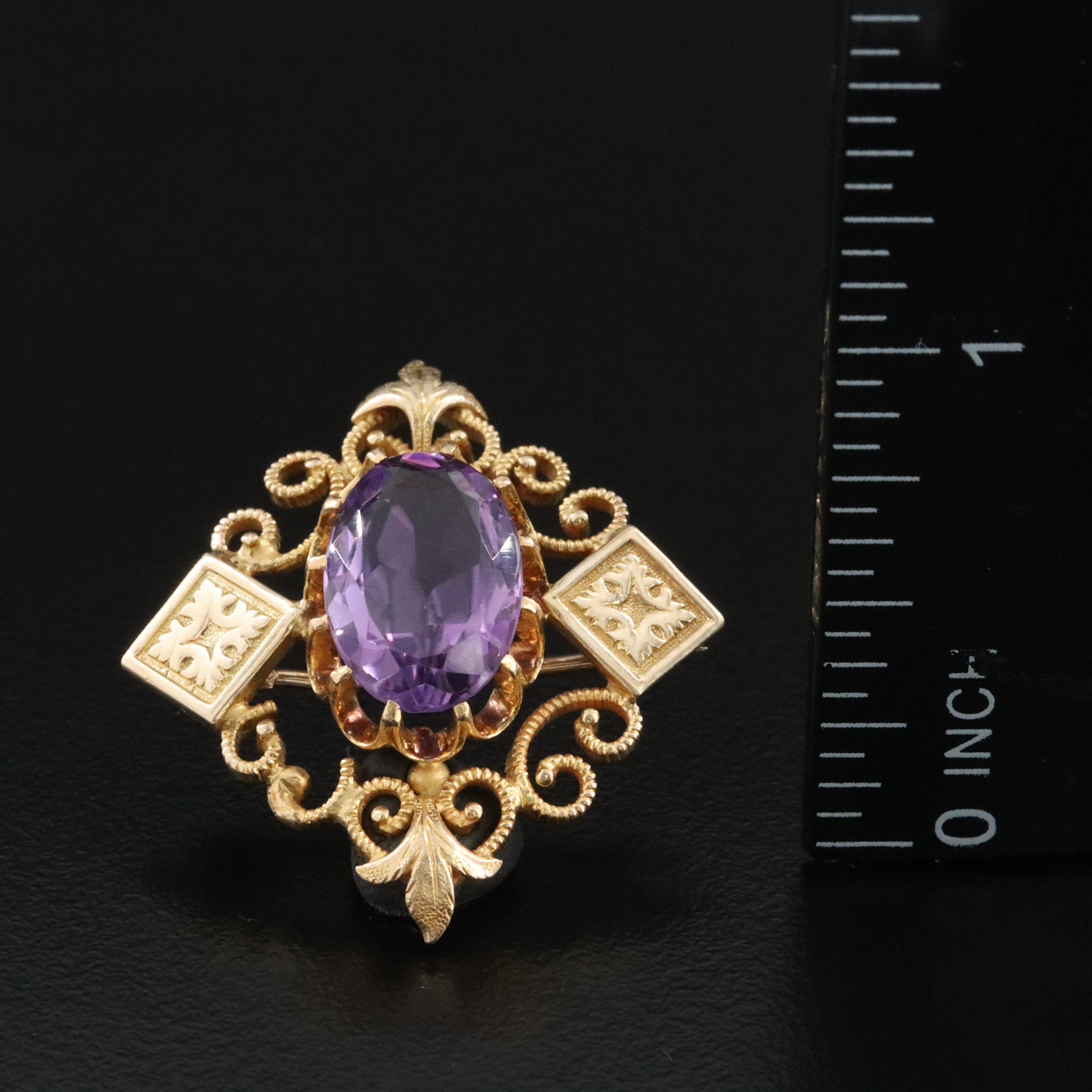 Victorian 10K Amethyst Pin