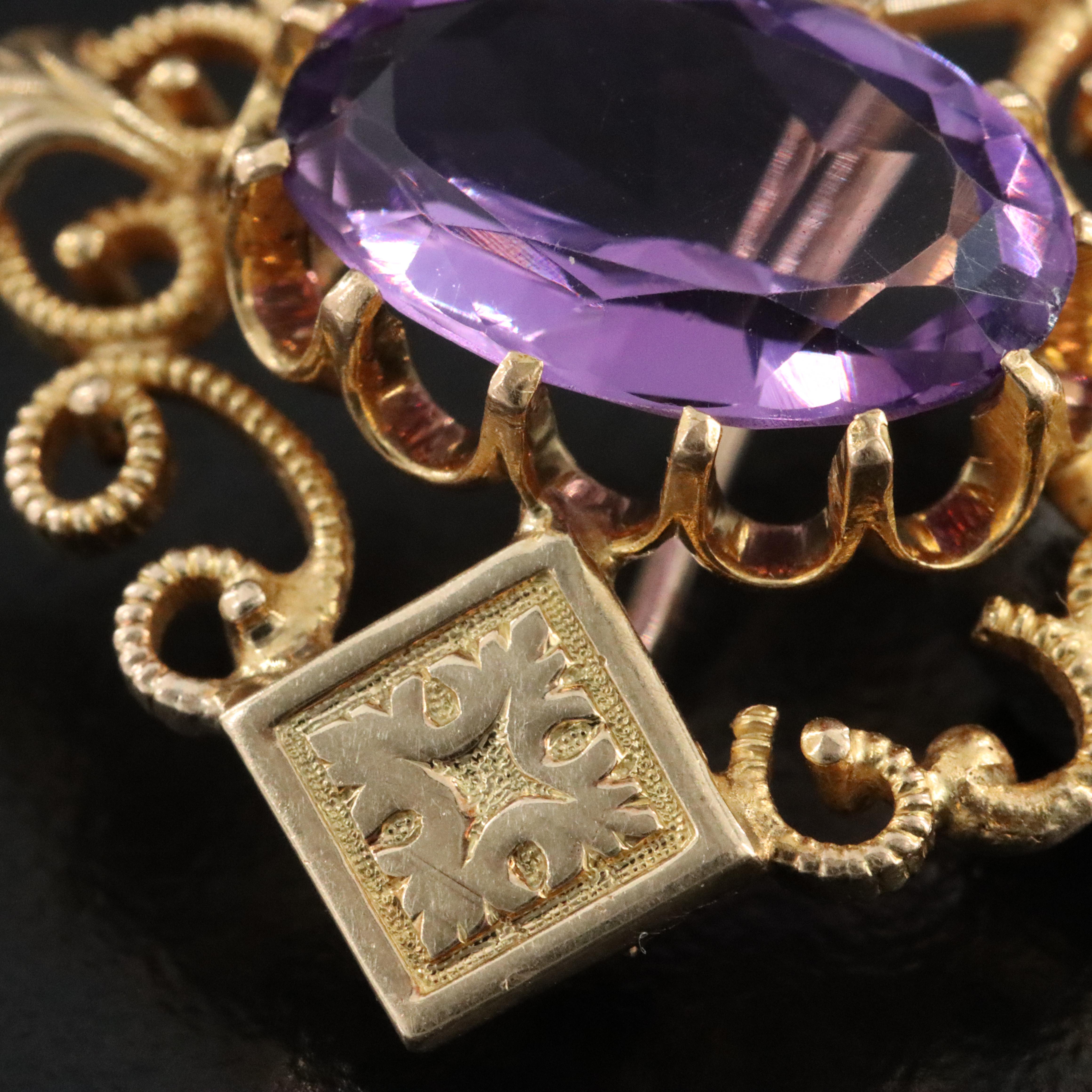 Victorian 10K Amethyst Pin