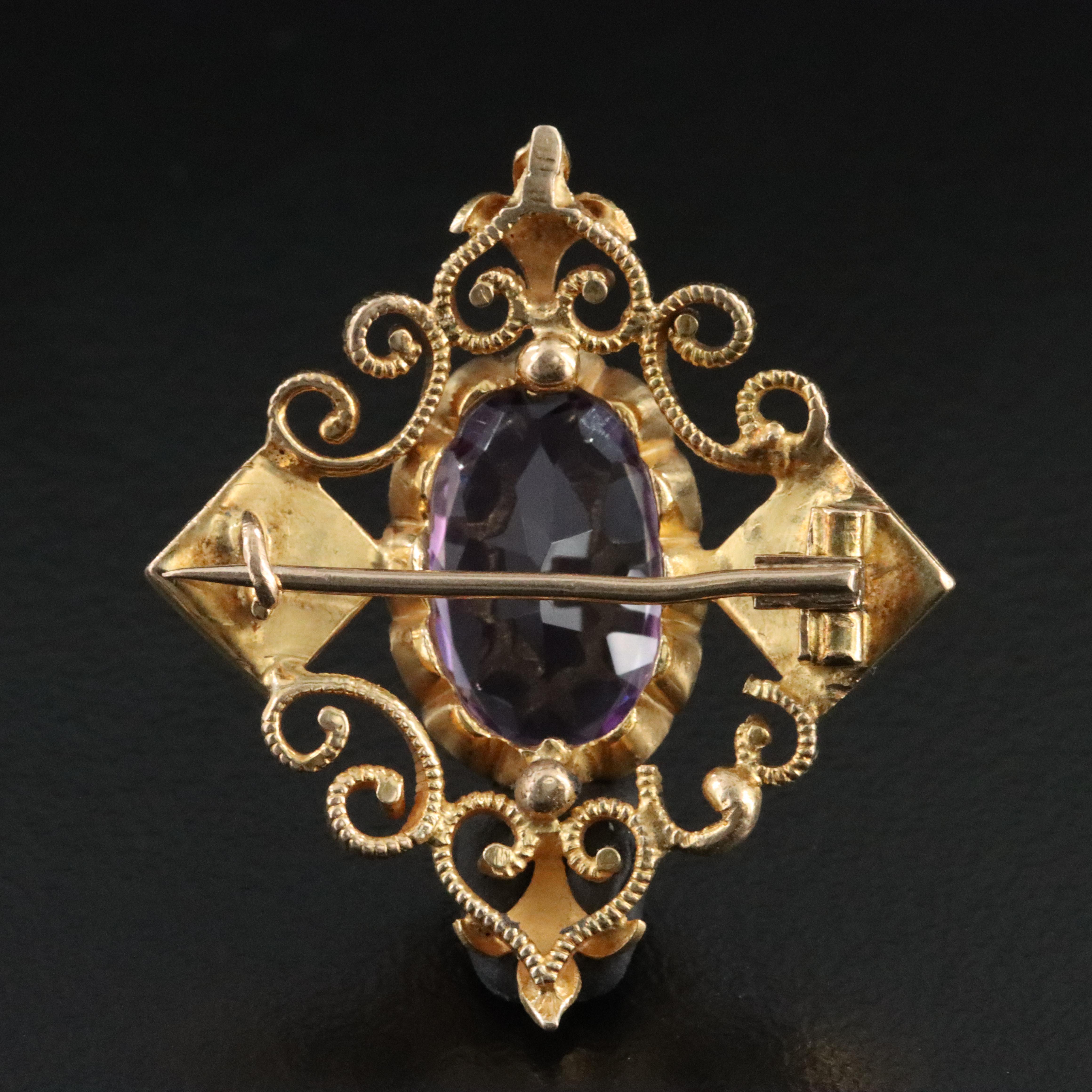 Victorian 10K Amethyst Pin