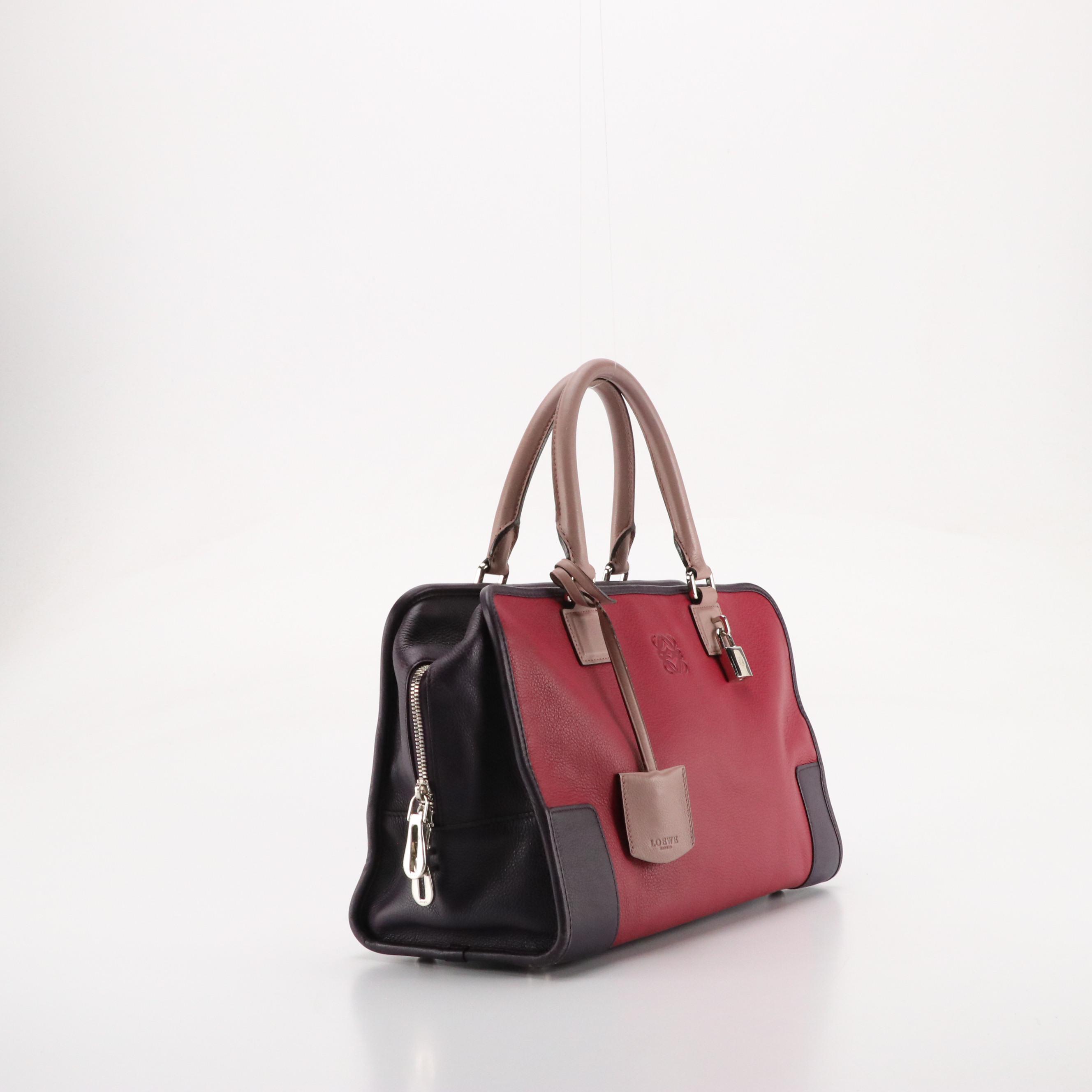 Loewe Amazona 36 Top Handle Bag in Tricolor Calfskin Leather