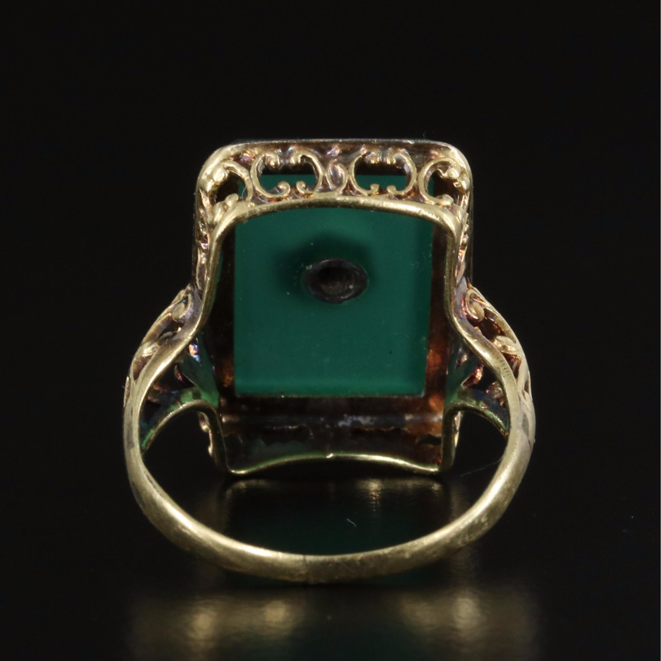 Antique 14K Chalcedony and Diamond Ring
