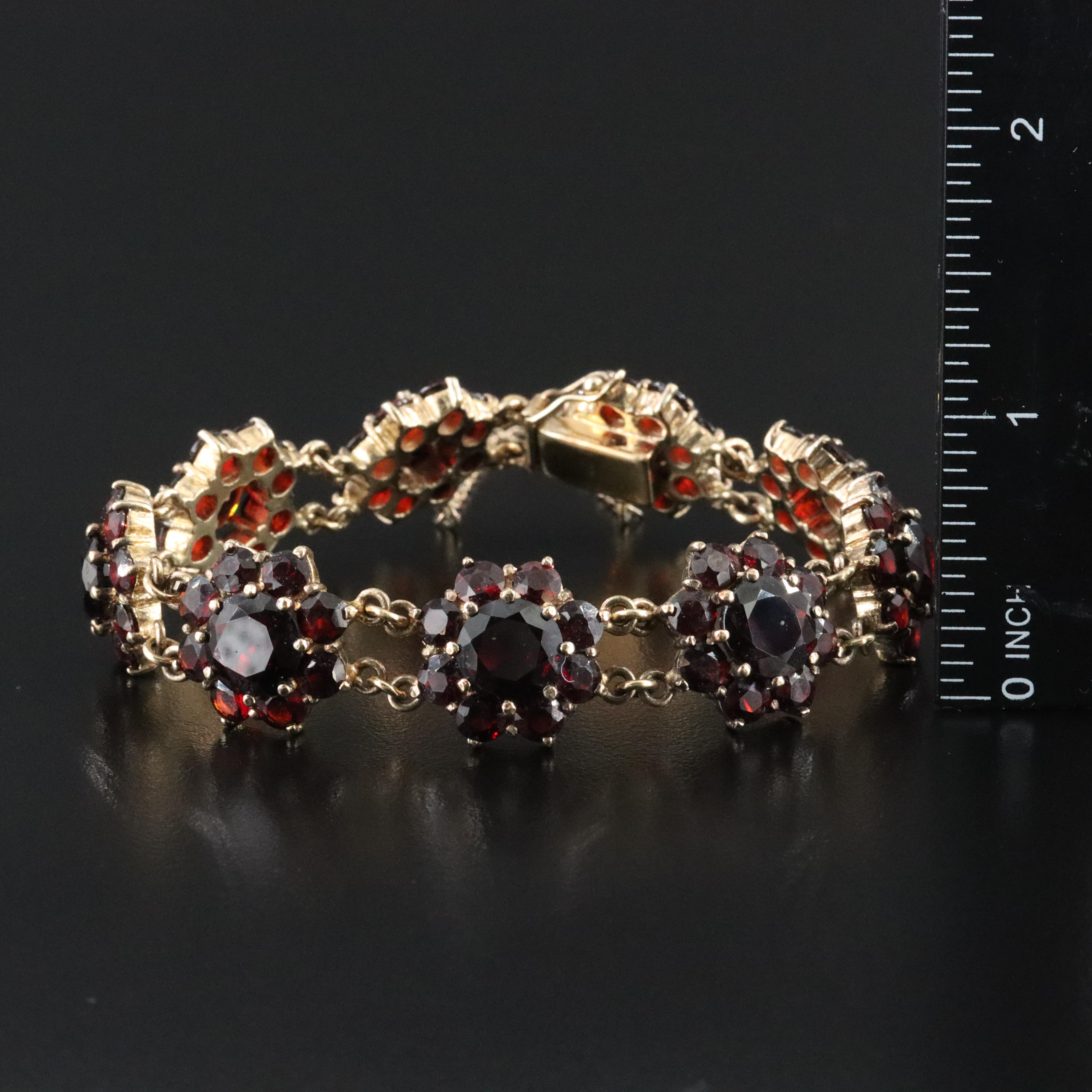 Sterling Garnet Cluster Bracelet
