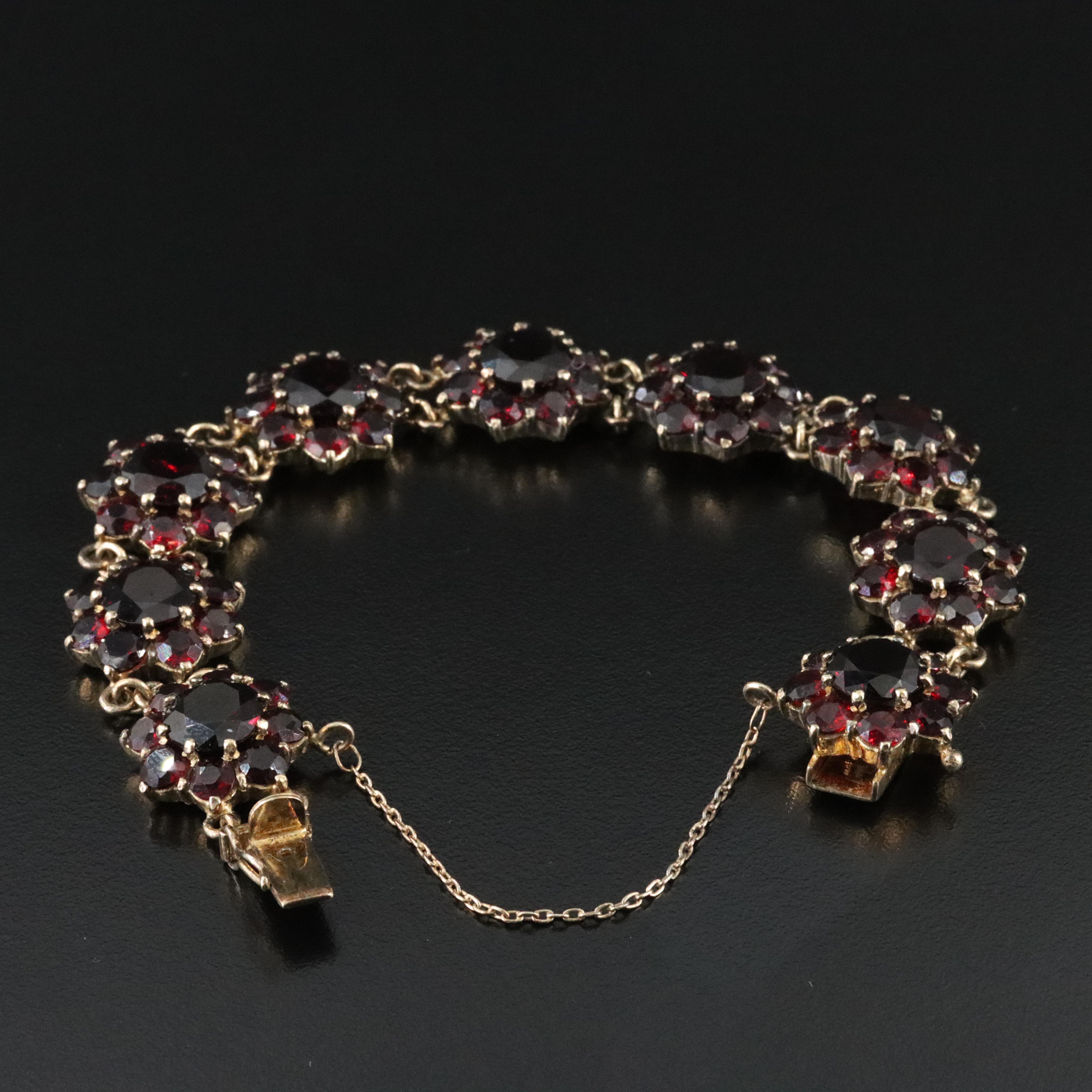 Sterling Garnet Cluster Bracelet