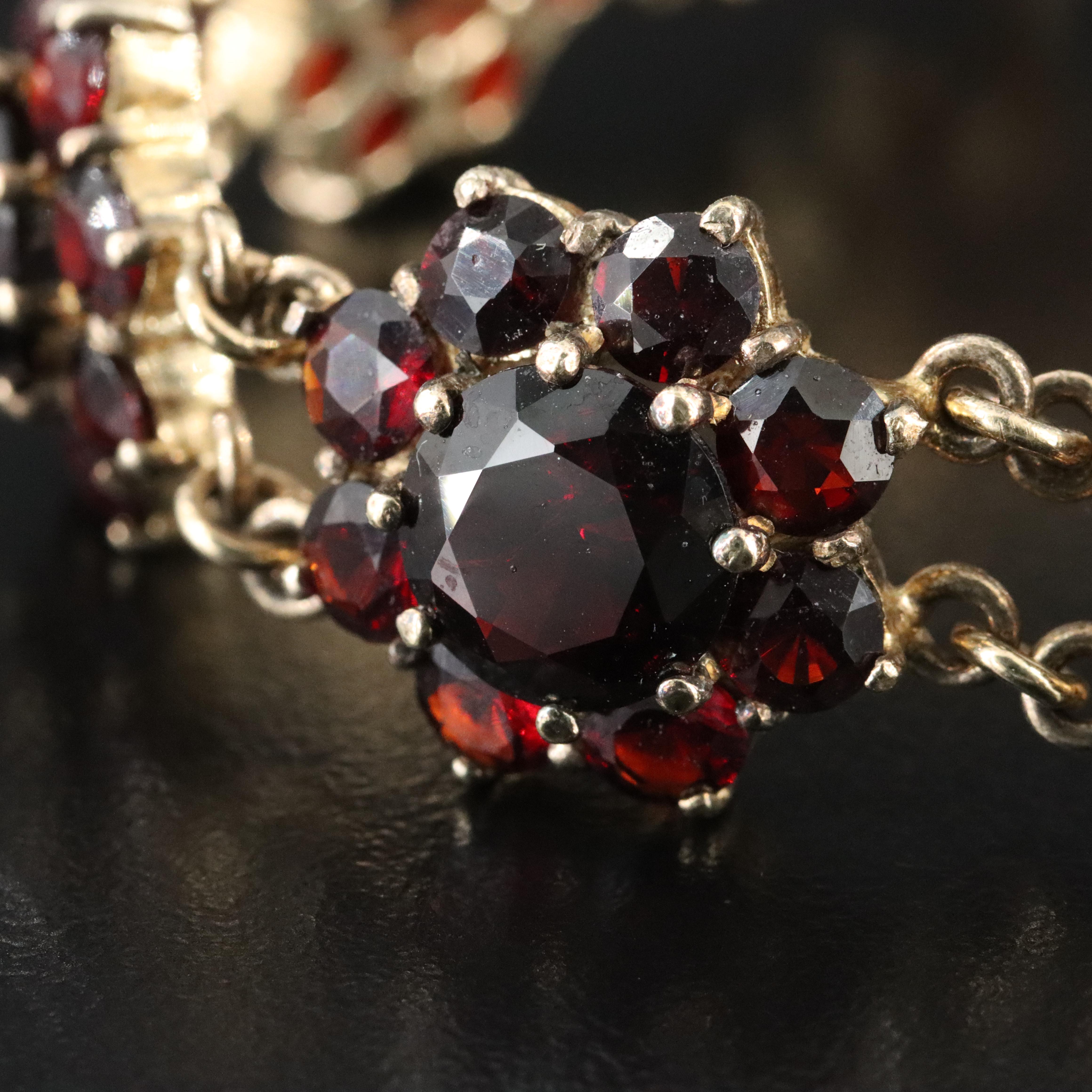 Sterling Garnet Cluster Bracelet