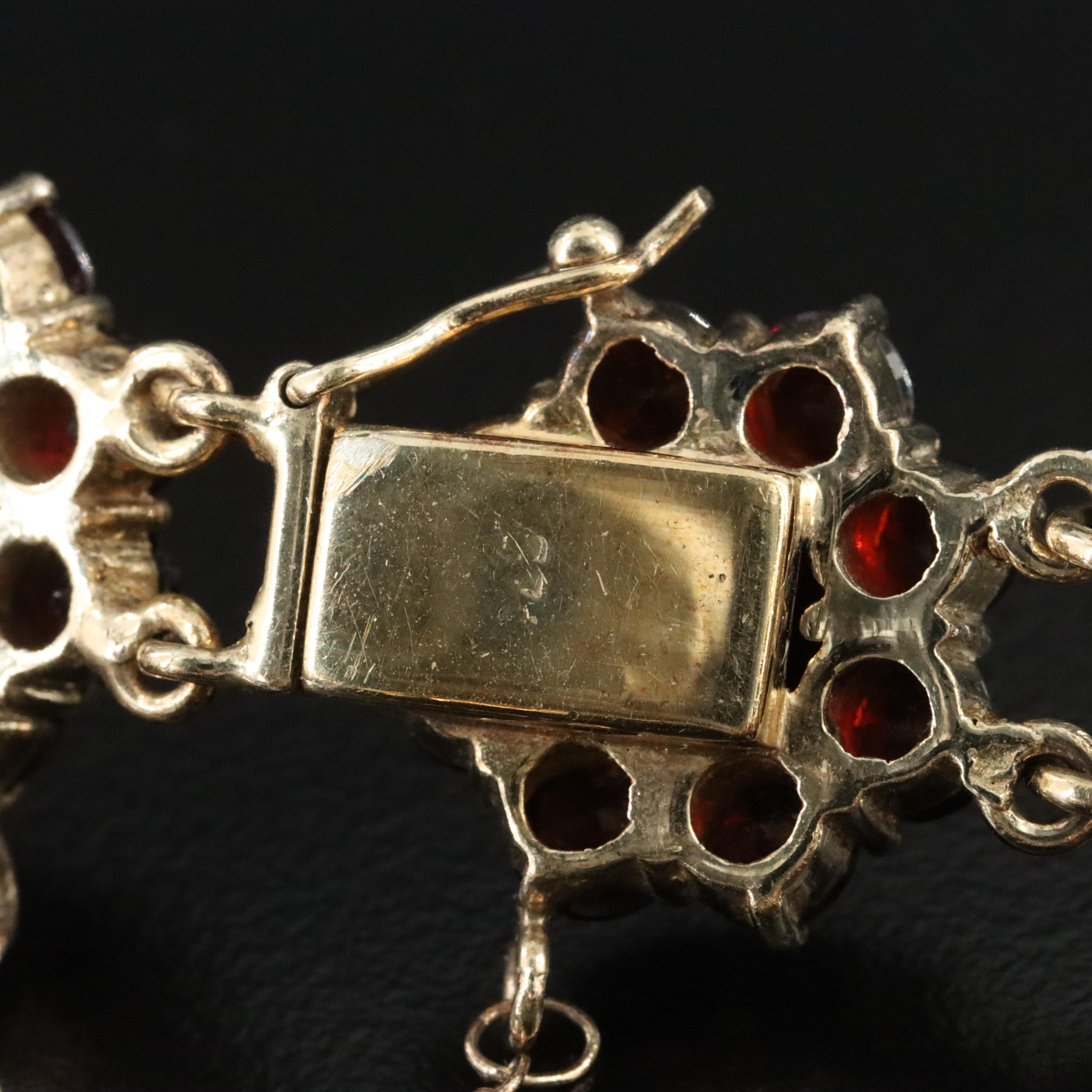 Sterling Garnet Cluster Bracelet