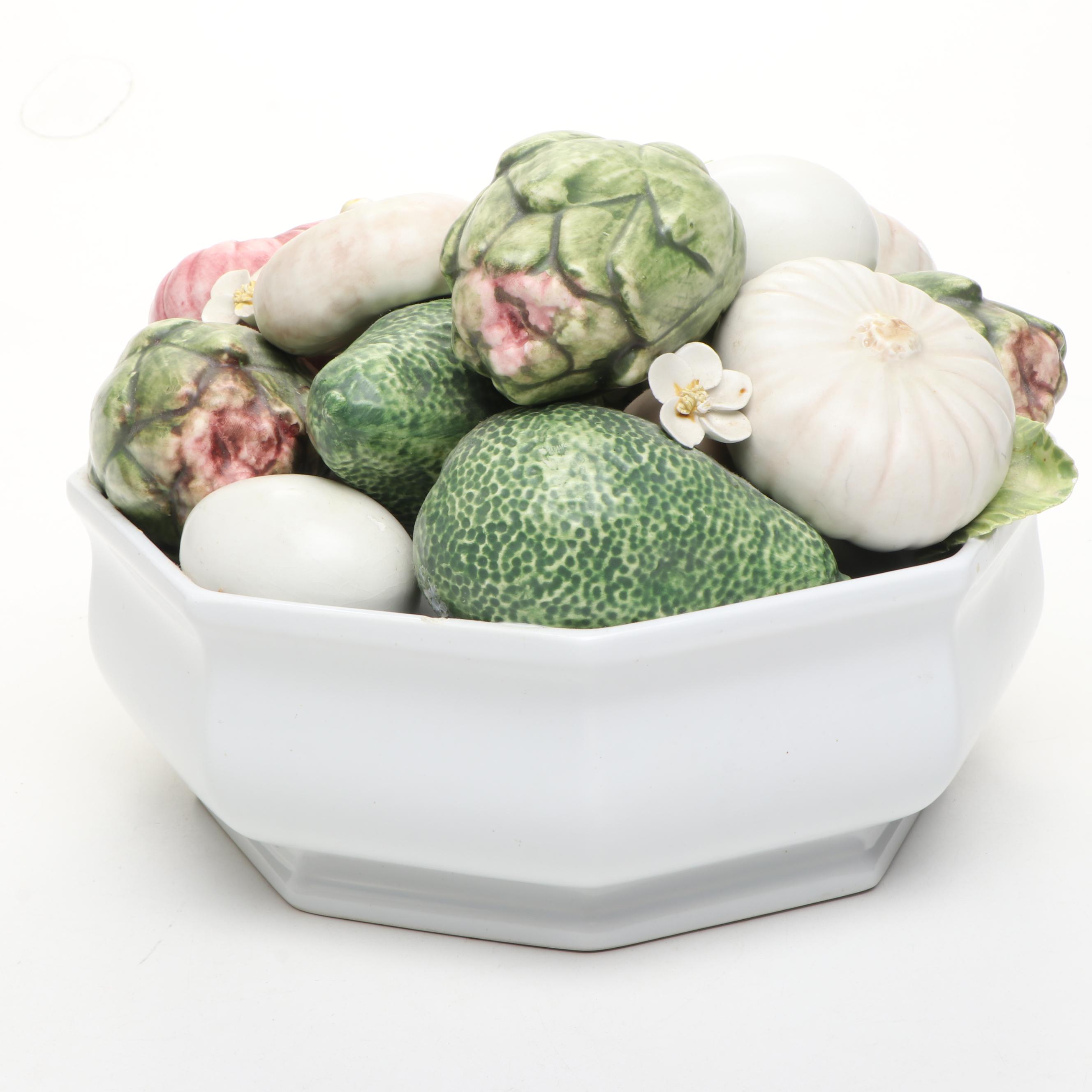 Italian Ceramic Vegetable Bowl, Late 20th Century