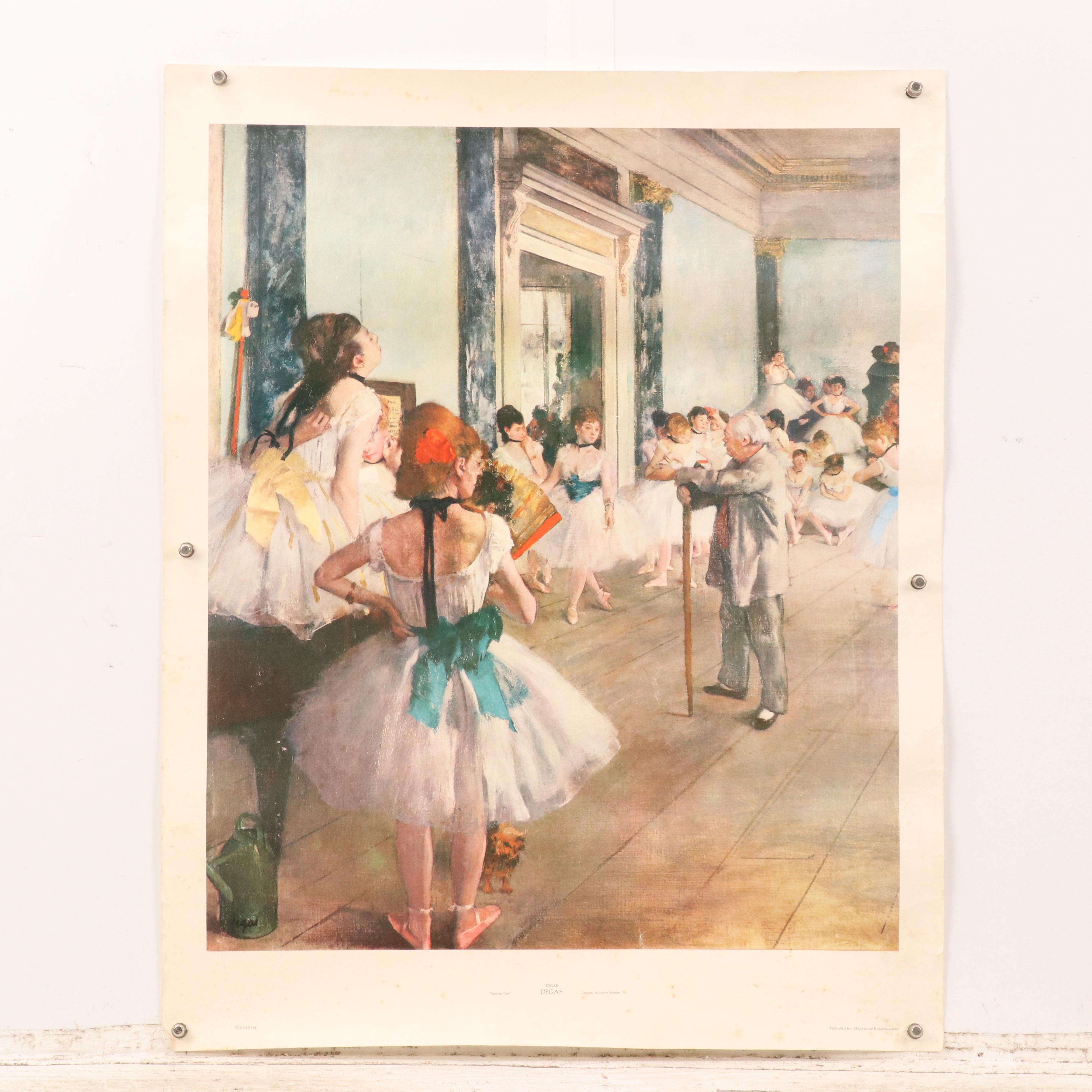 Offset Lithographs After Edgar Degas "Dancing Class" and Embroidery