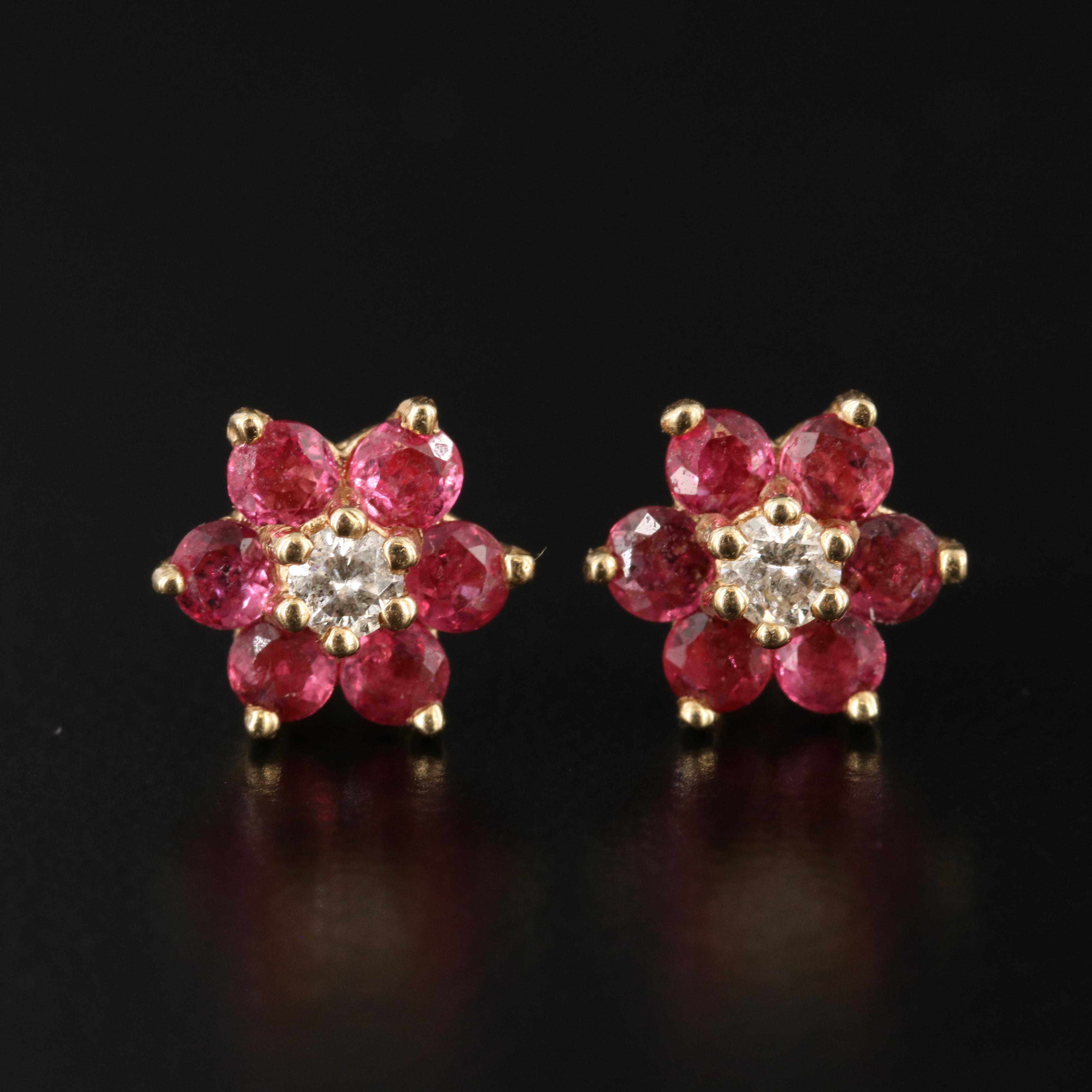 14K Ruby and Diamond Earrings