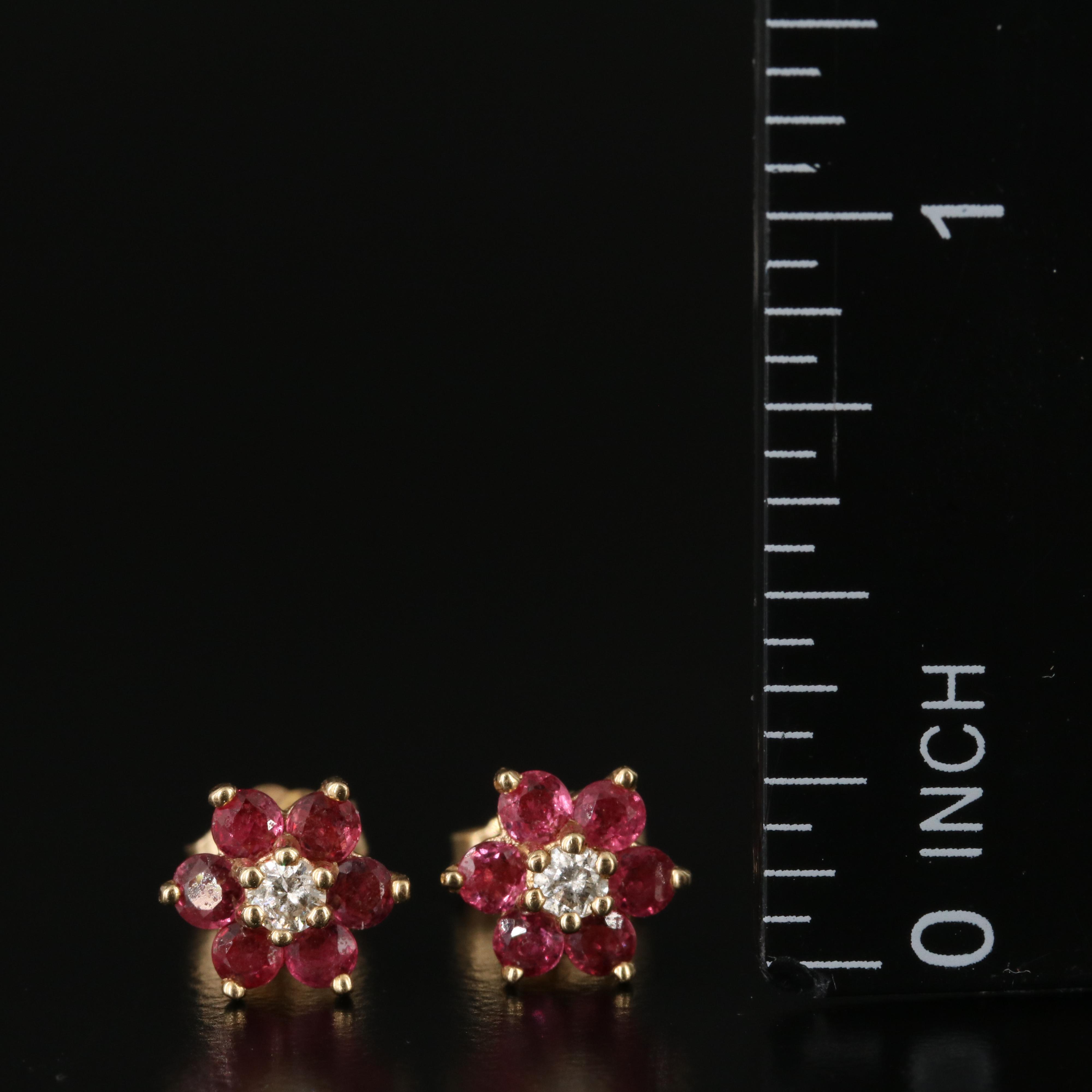 14K Ruby and Diamond Earrings
