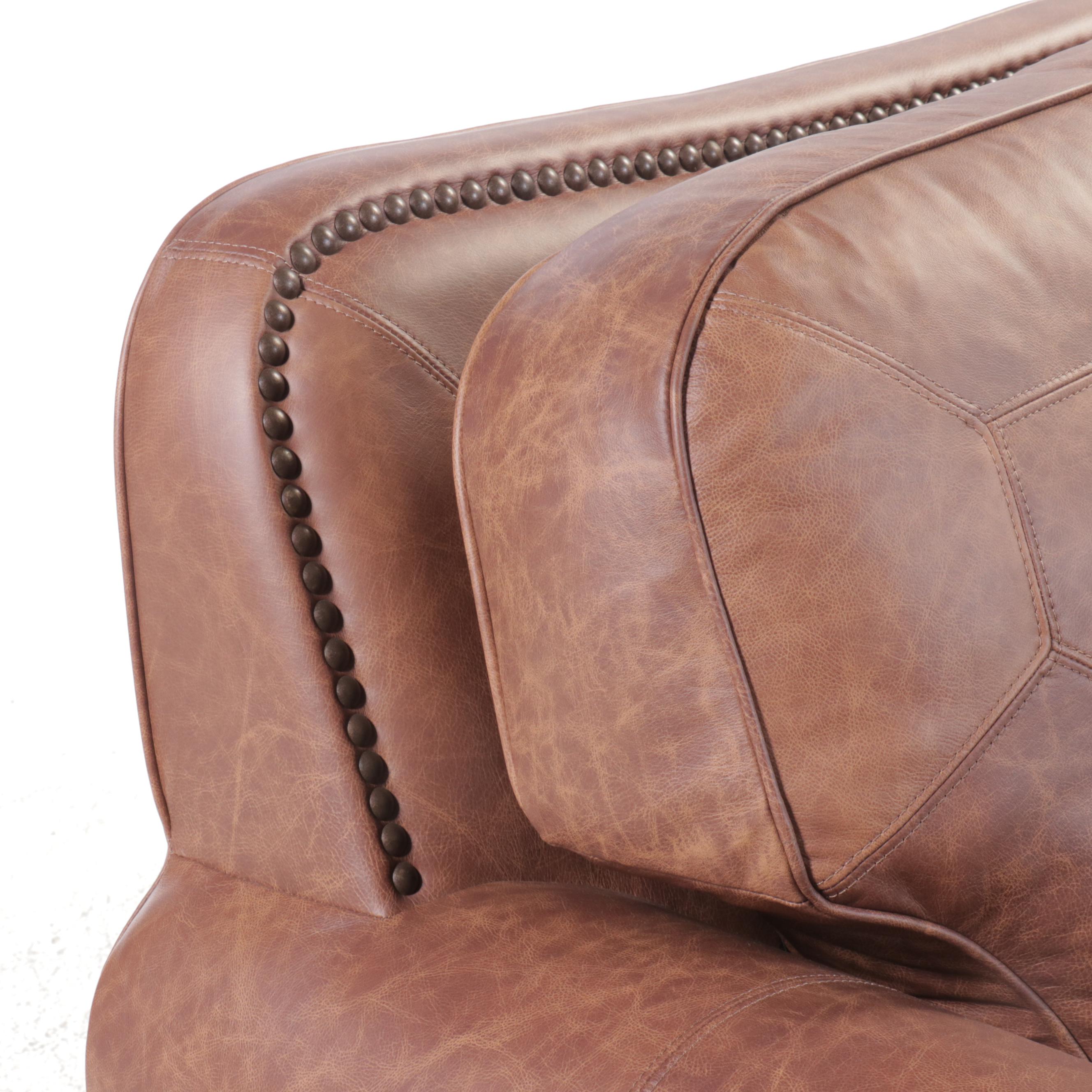 Artistic Leathers Brown Leather Sofa with Nailhead Trim