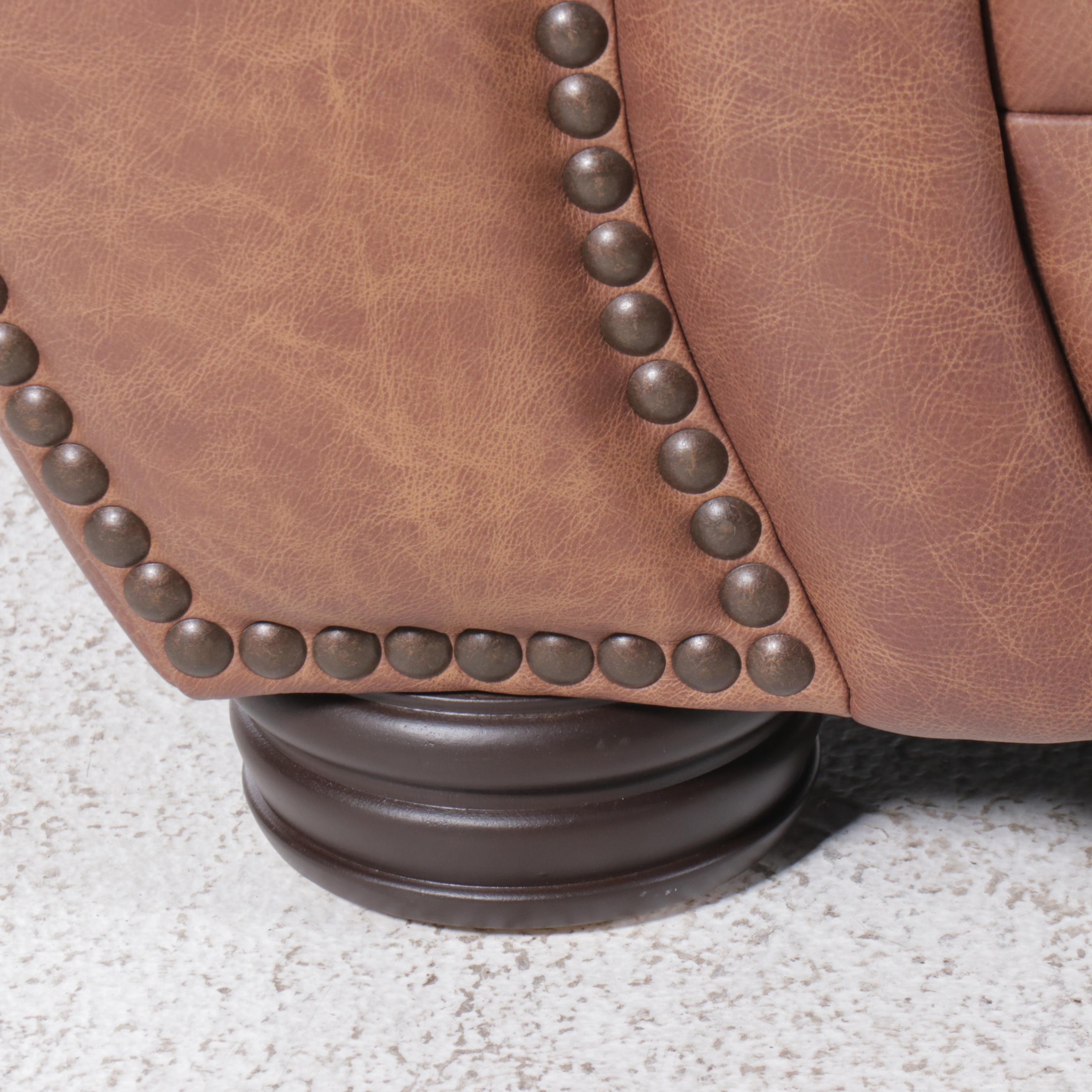 Artistic Leathers Brown Leather Sofa with Nailhead Trim