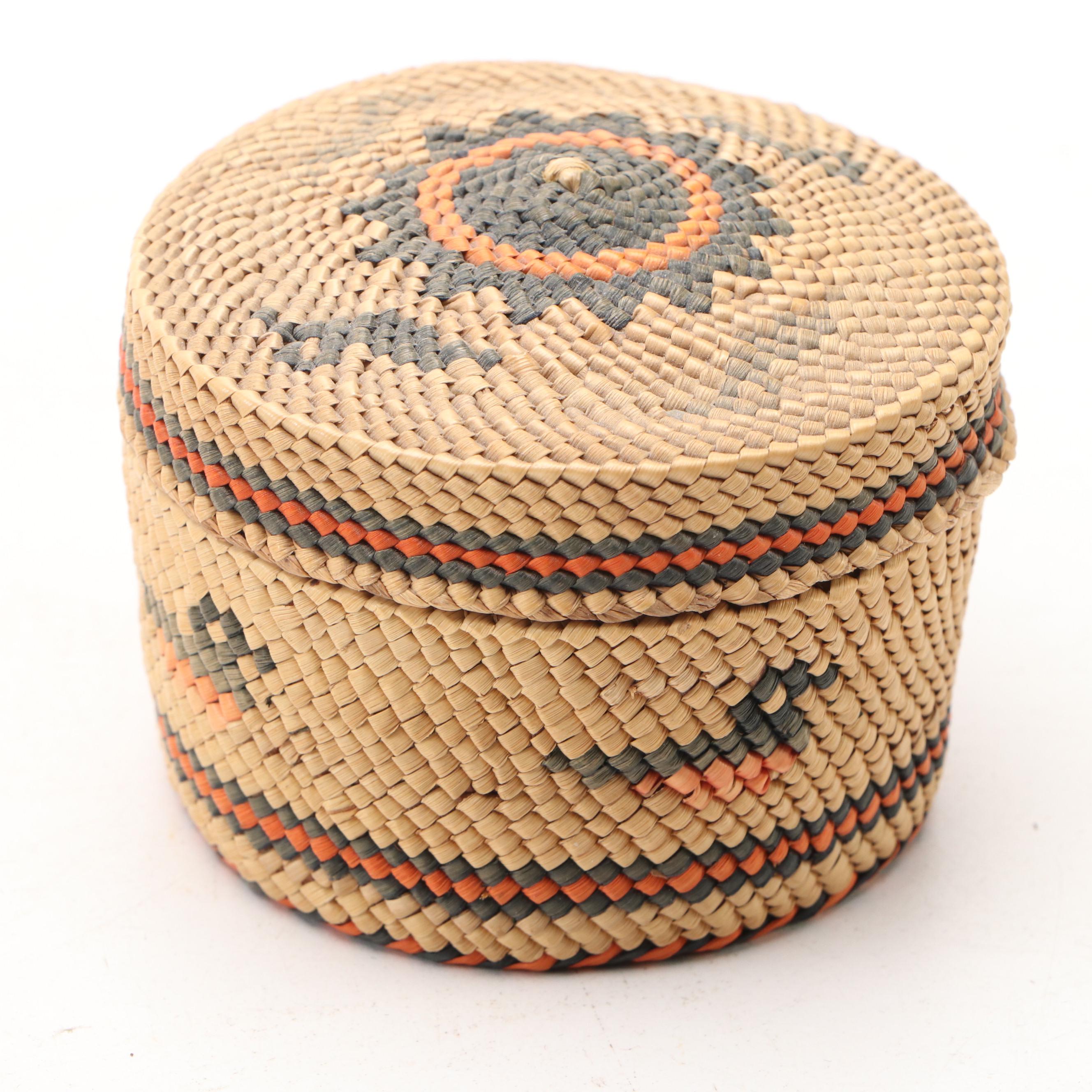 Pacific Northwest Coast Native Peoples Woven Small Covered Baskets