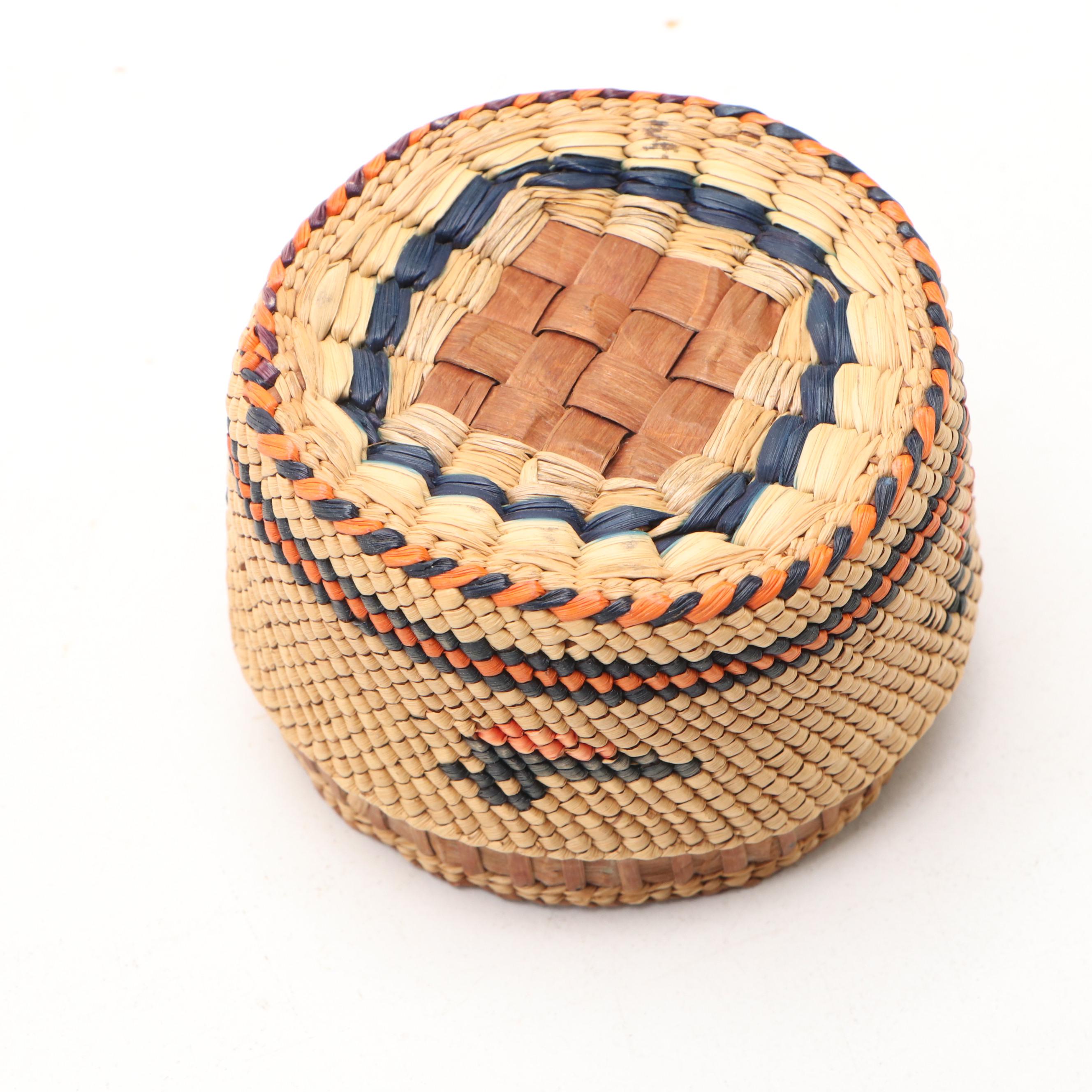 Pacific Northwest Coast Native Peoples Woven Small Covered Baskets