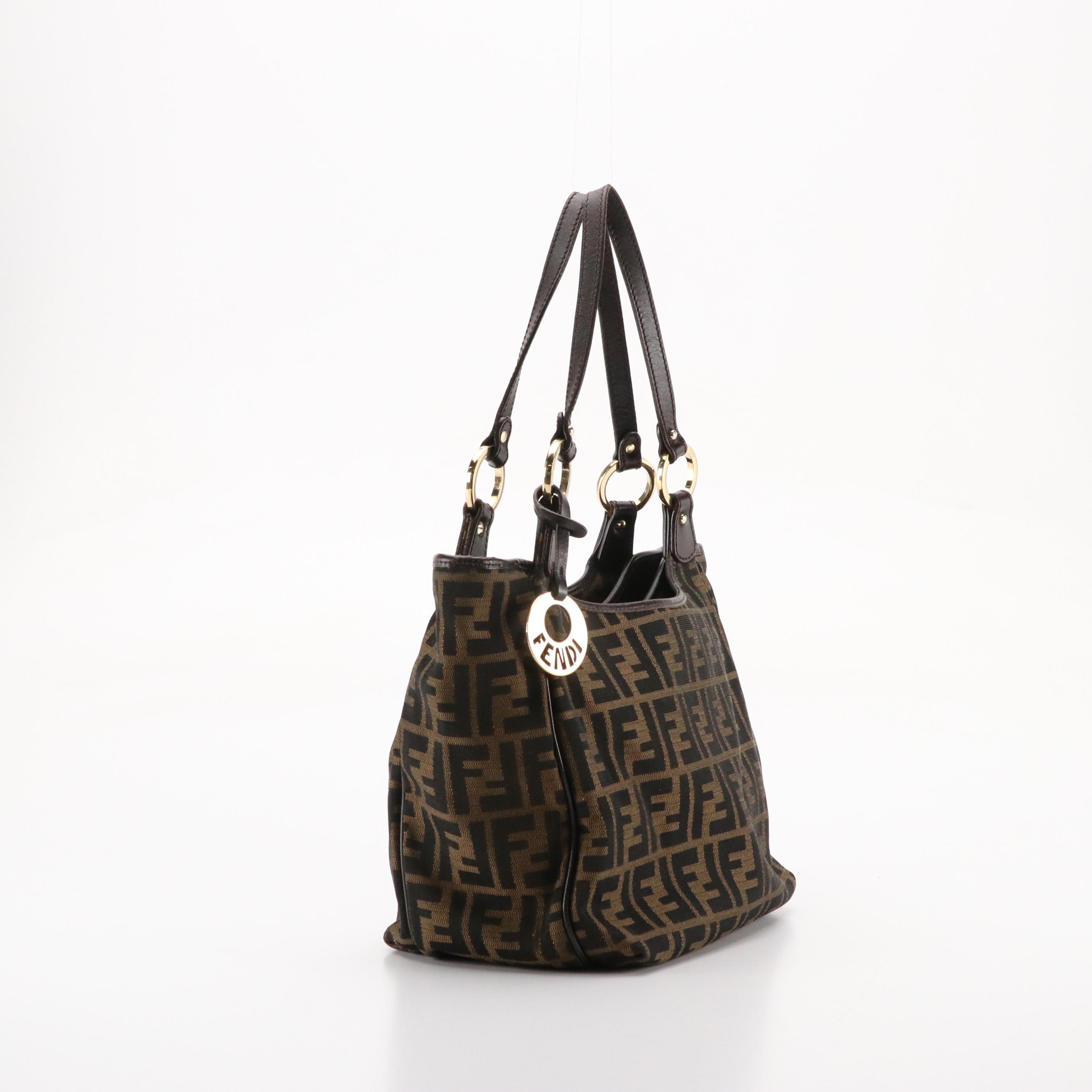 Fendi Shoulder Bag in Zucca Jacquard Canvas and Leather Trim