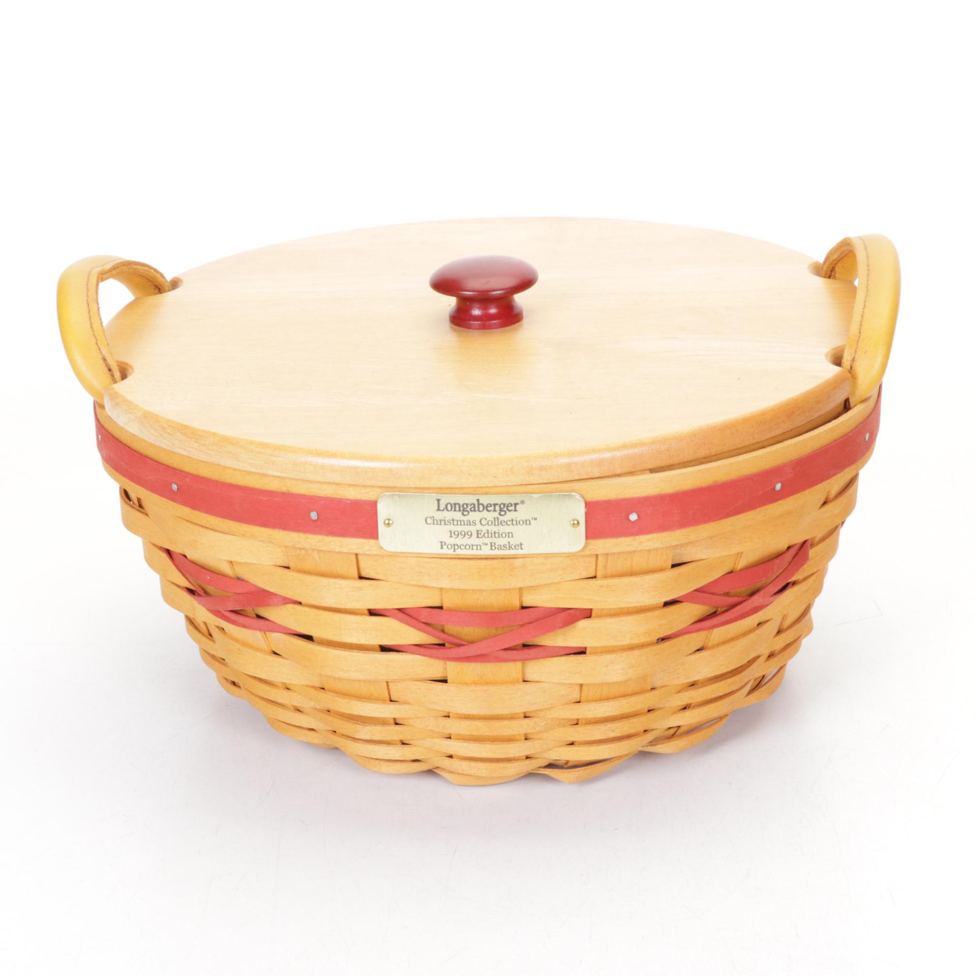 Longaberger Woven Wooden Christmas Baskets with Extra Lid