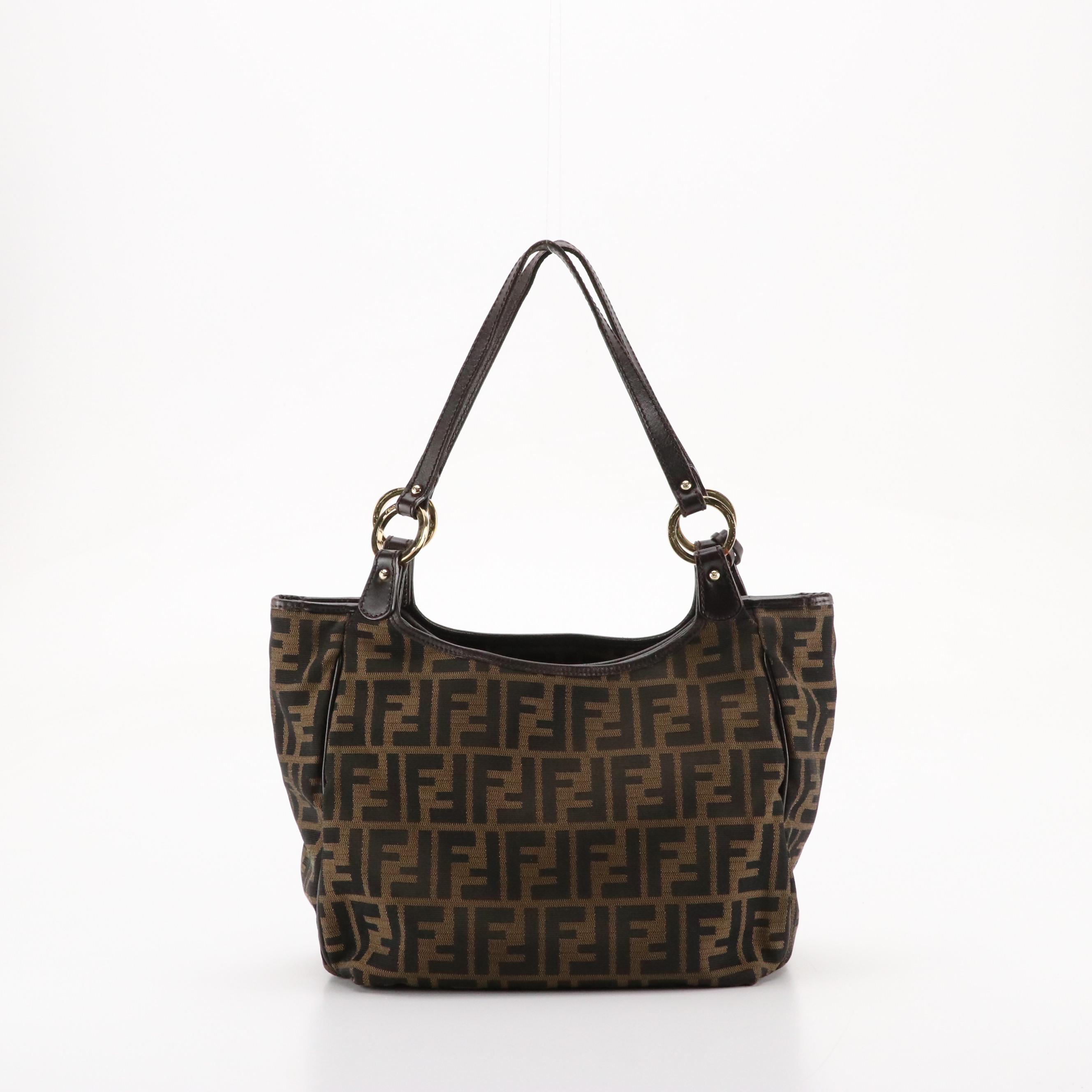 Fendi Shoulder Bag in Zucca Jacquard Canvas and Leather Trim
