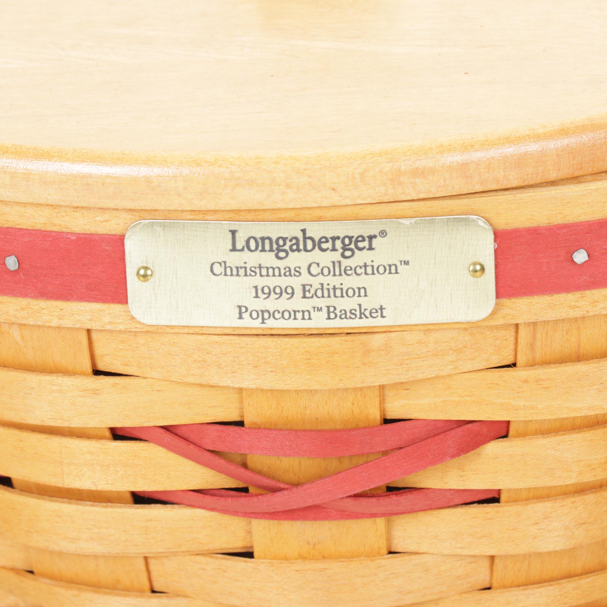 Longaberger Woven Wooden Christmas Baskets with Extra Lid
