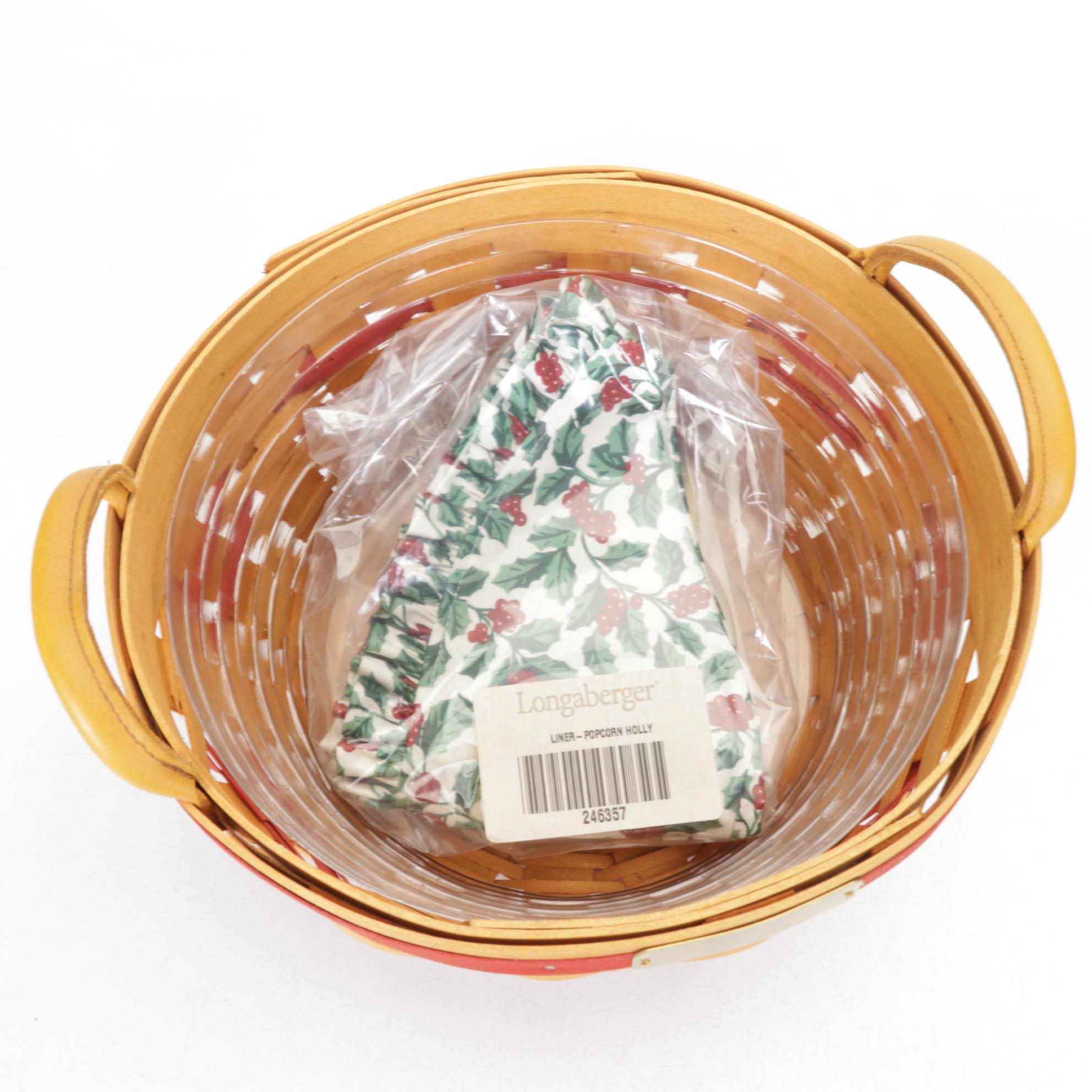 Longaberger Woven Wooden Christmas Baskets with Extra Lid