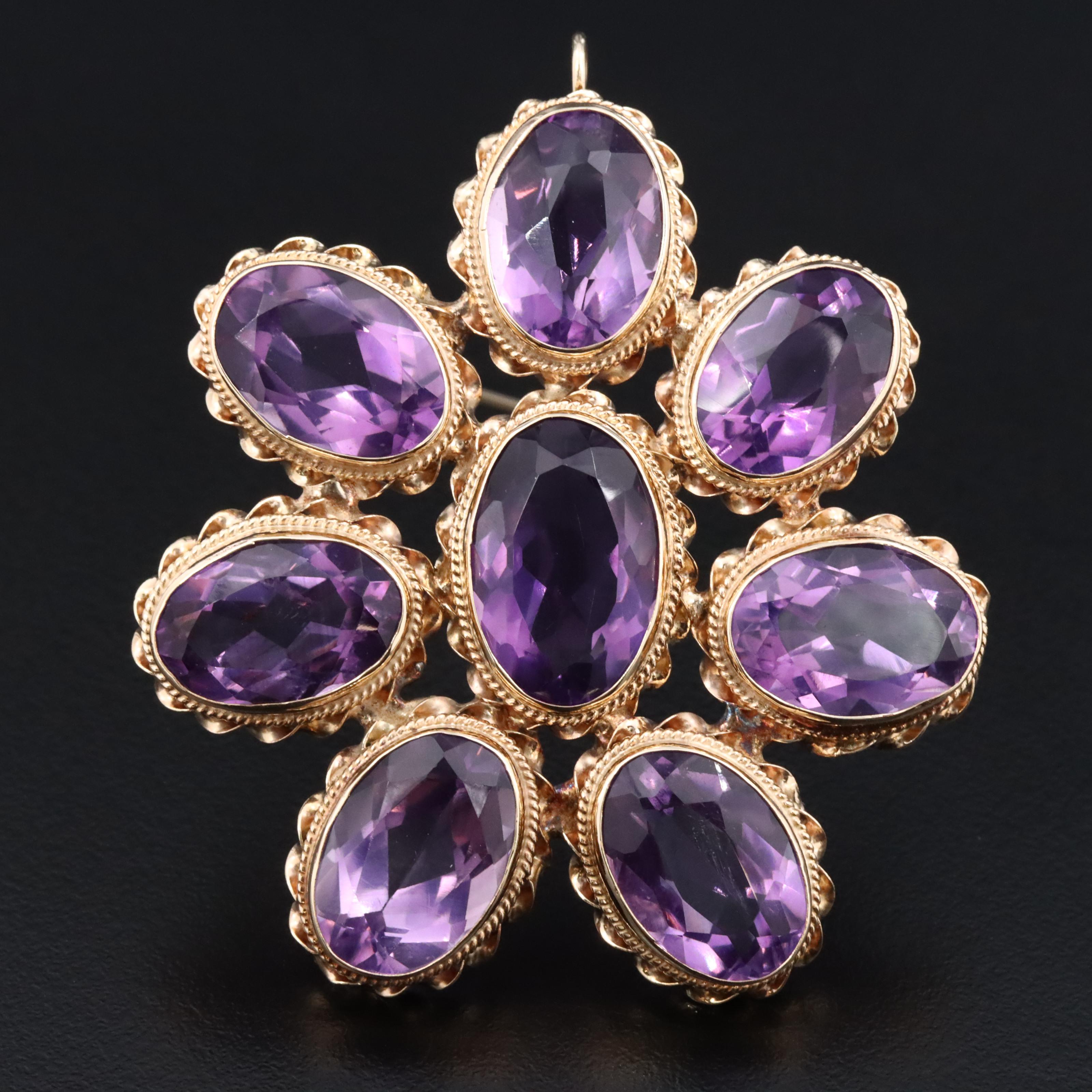 14K Amethyst Converter Brooch
