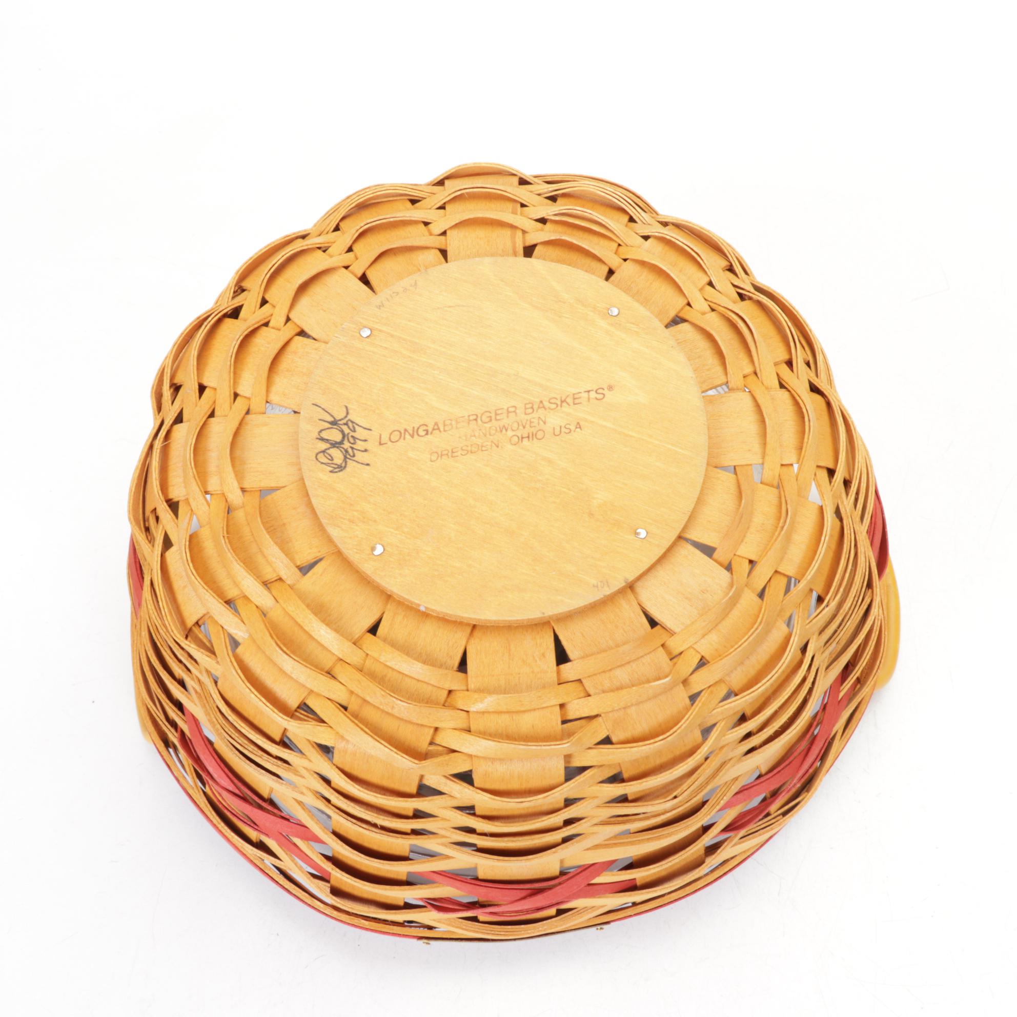Longaberger Woven Wooden Christmas Baskets with Extra Lid