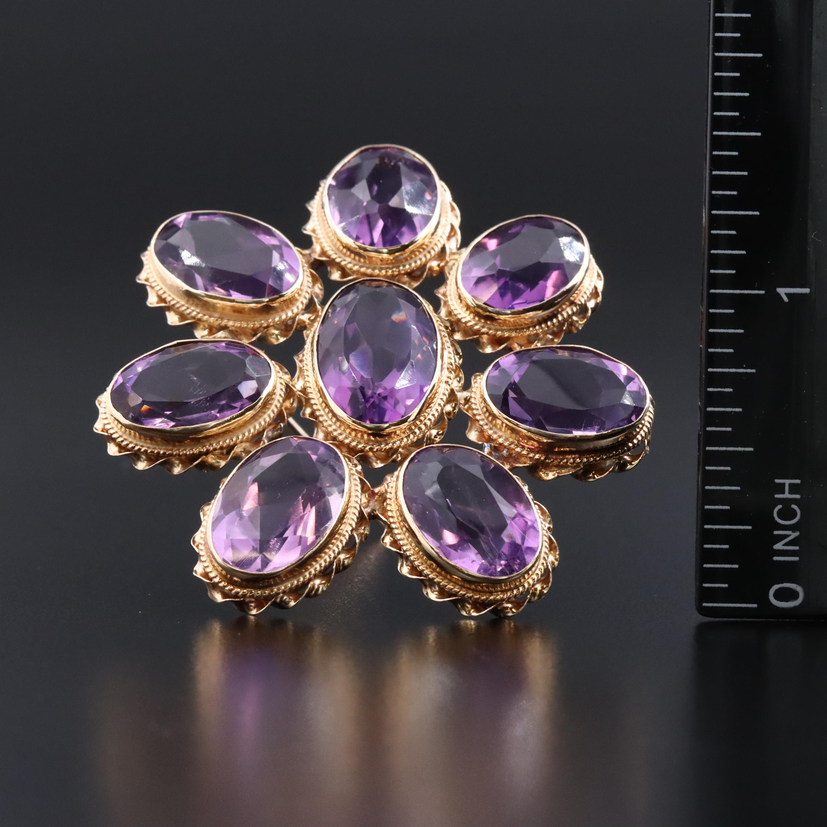 14K Amethyst Converter Brooch