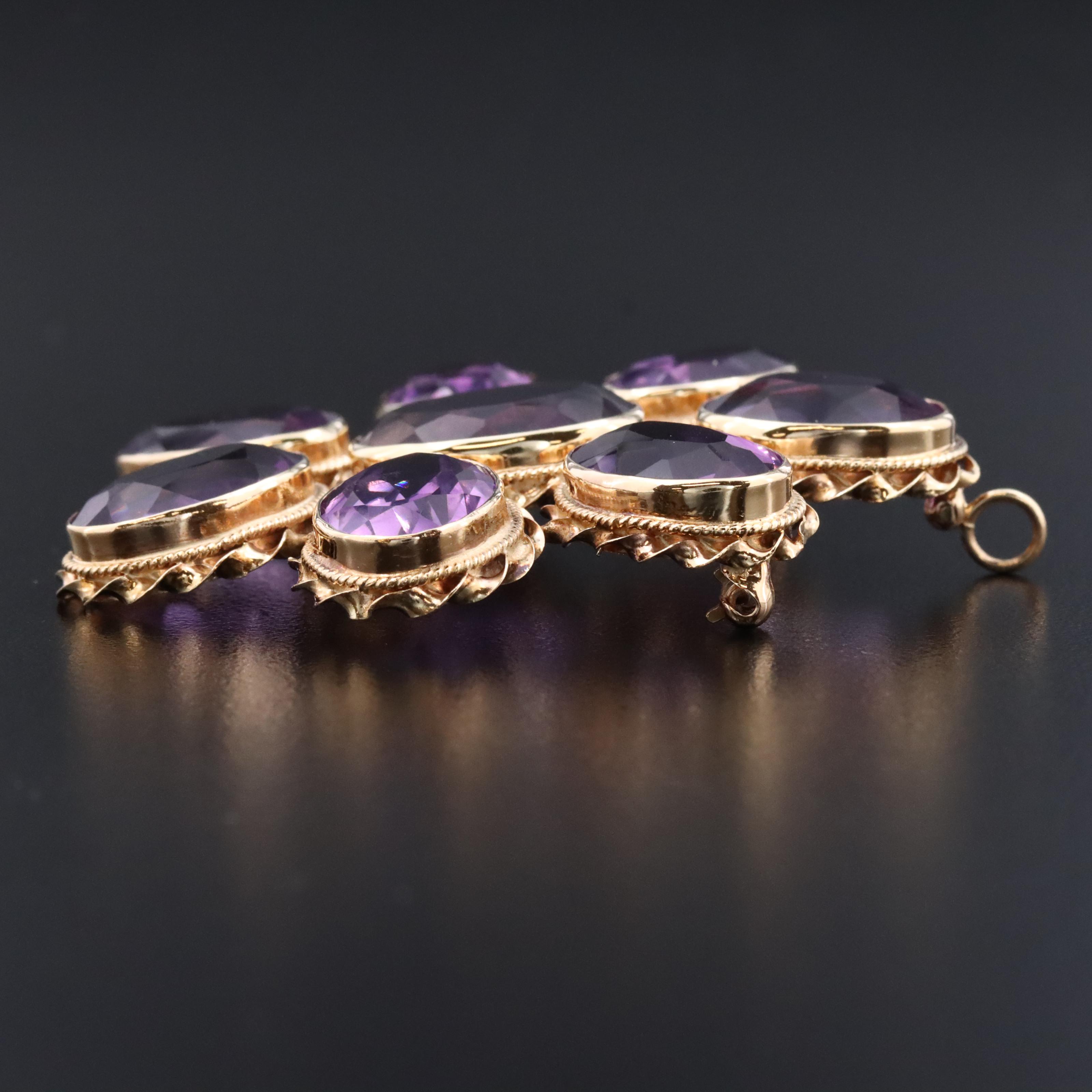 14K Amethyst Converter Brooch
