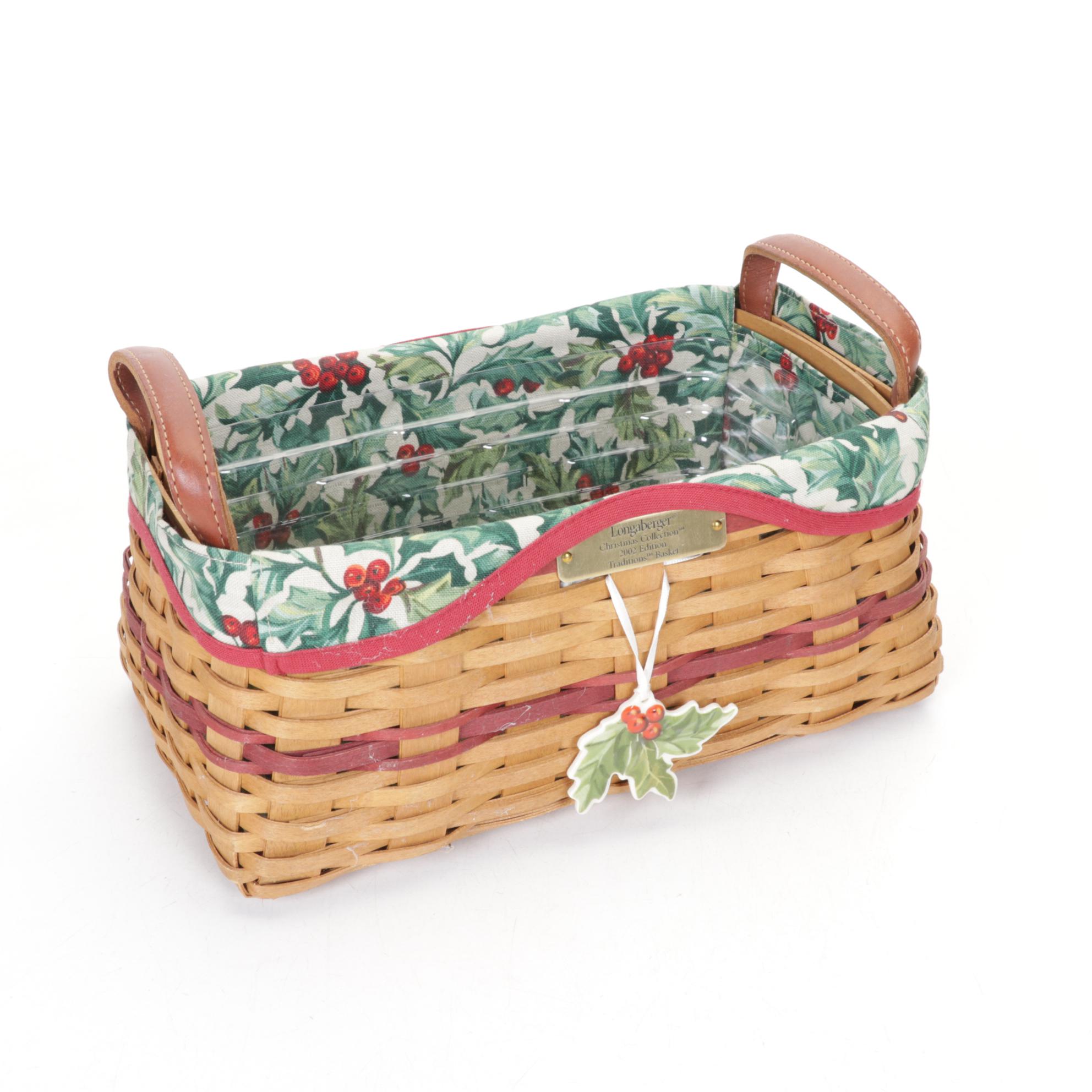 Longaberger Woven Wooden Christmas Baskets with Extra Lid