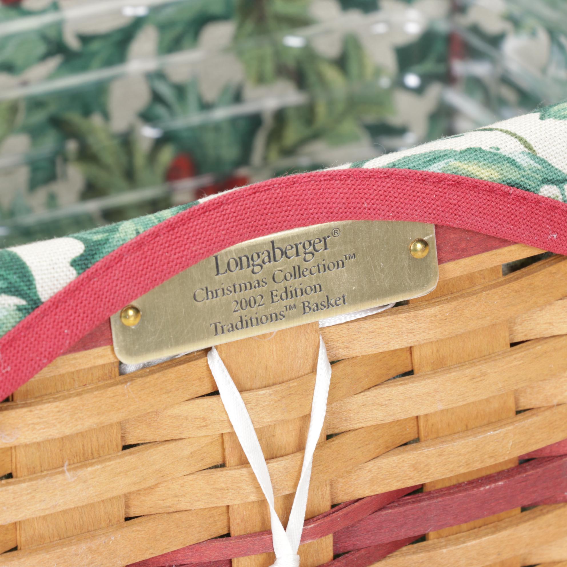 Longaberger Woven Wooden Christmas Baskets with Extra Lid