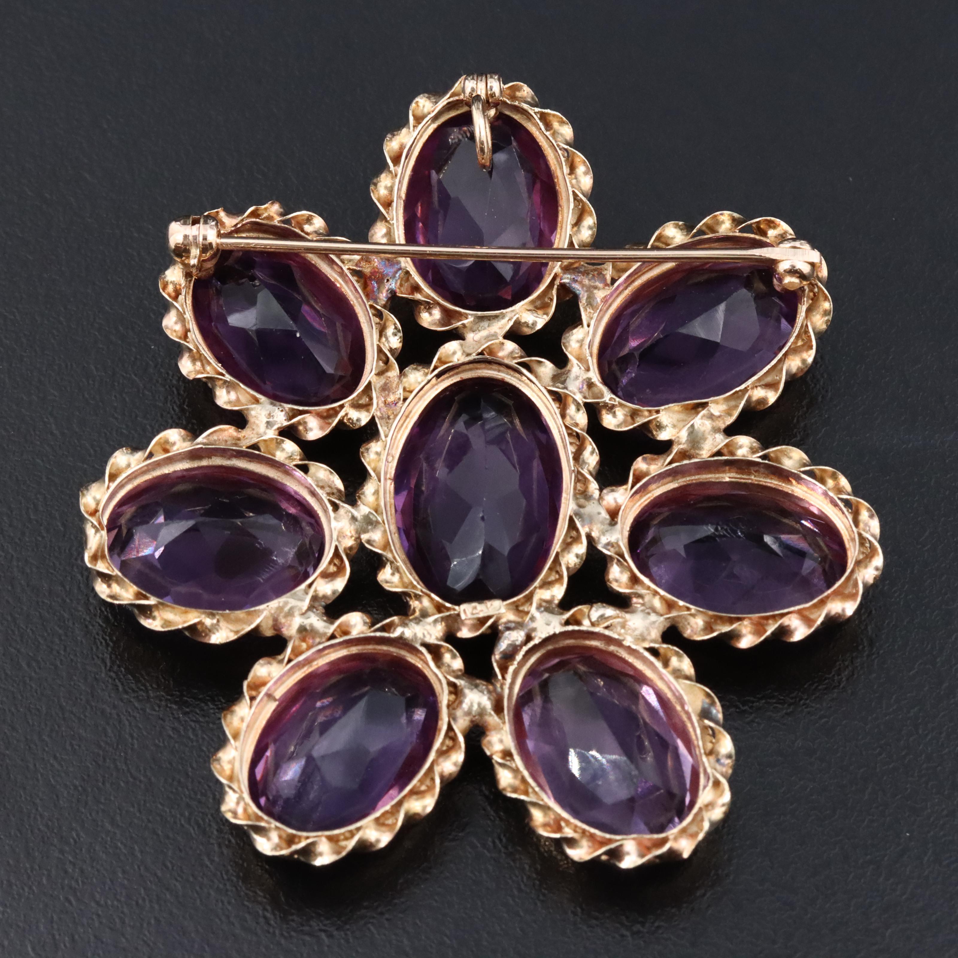 14K Amethyst Converter Brooch