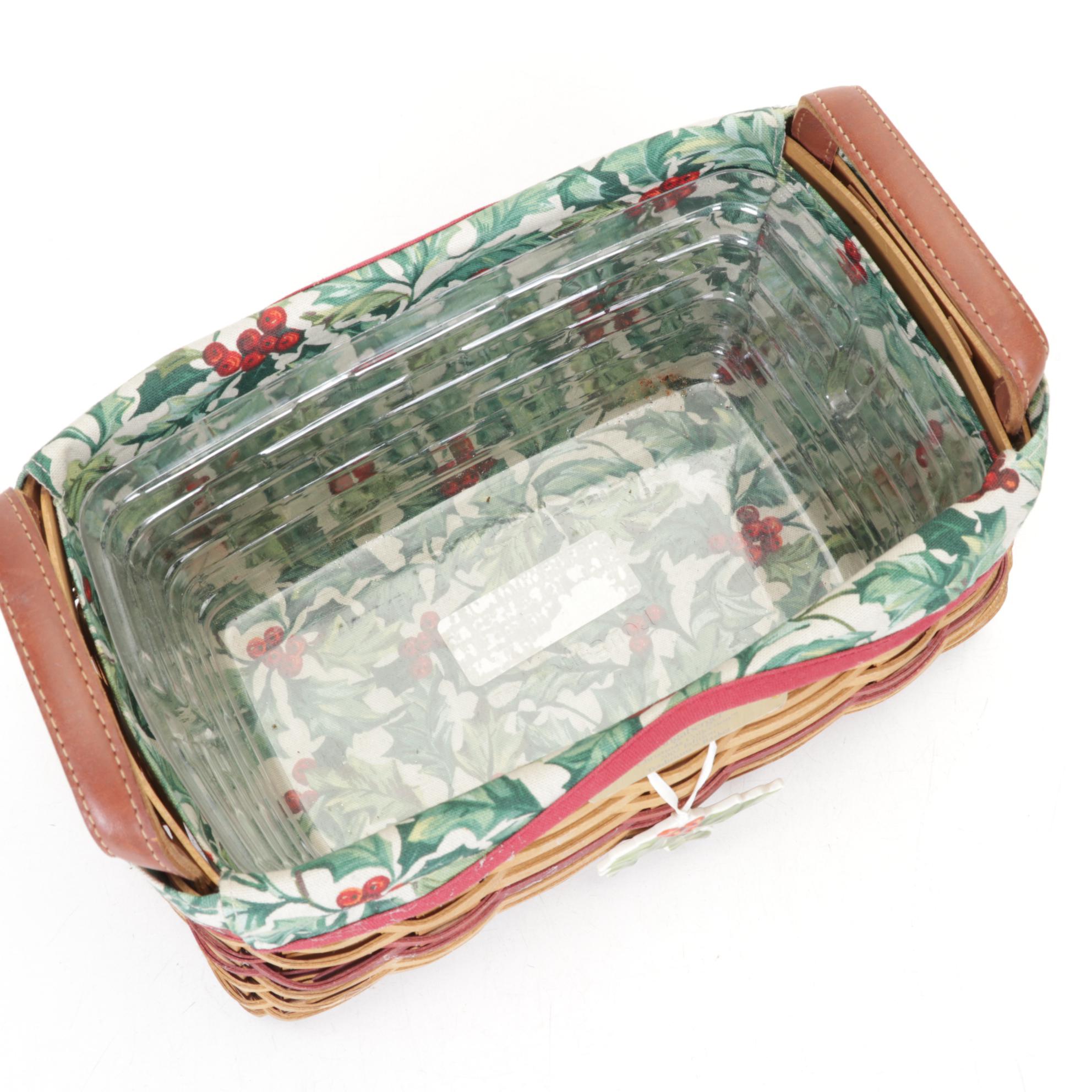 Longaberger Woven Wooden Christmas Baskets with Extra Lid
