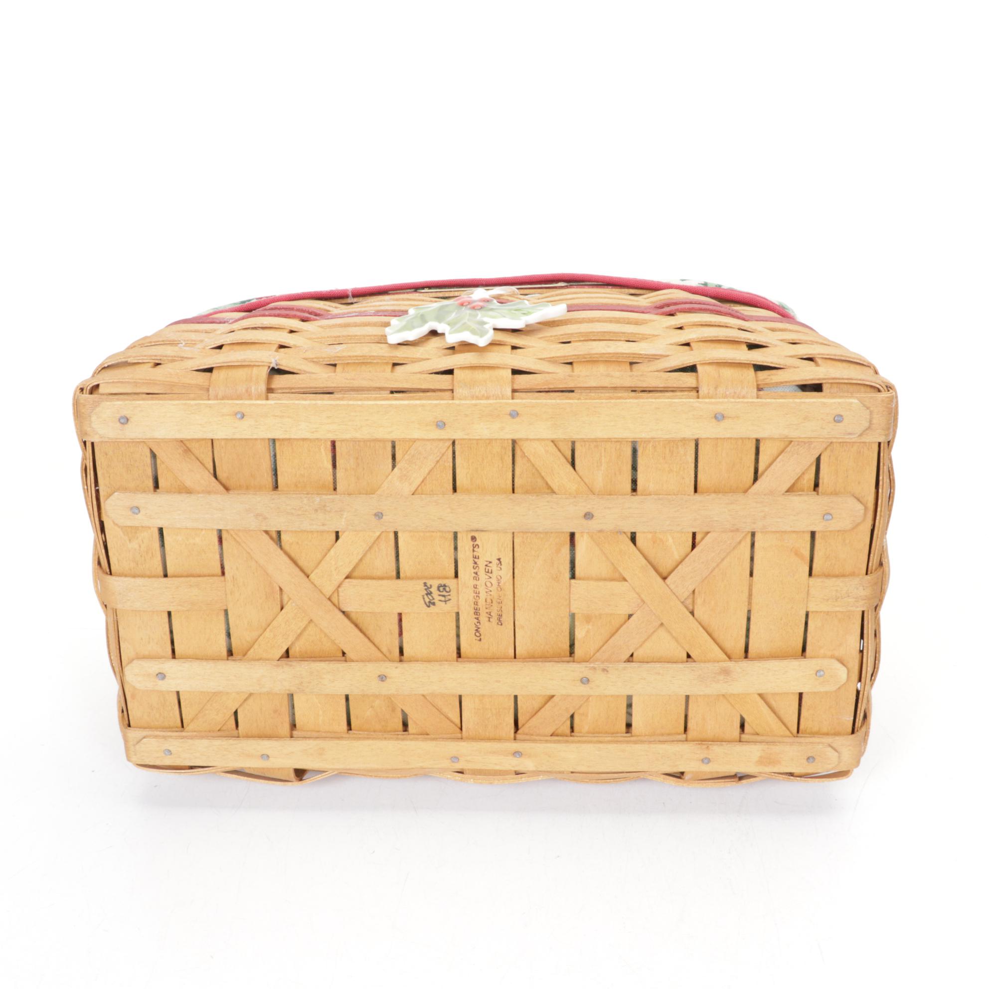 Longaberger Woven Wooden Christmas Baskets with Extra Lid
