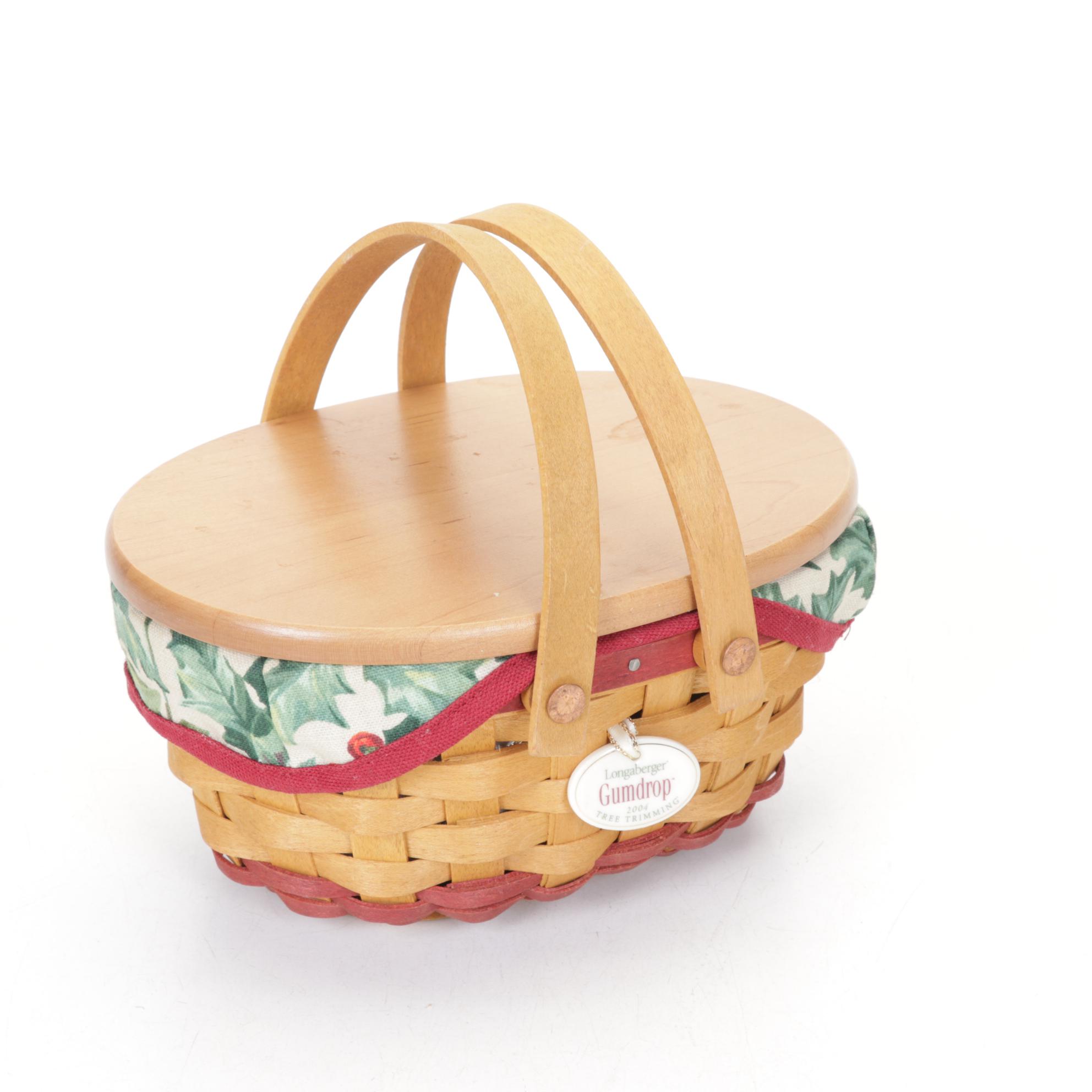 Longaberger Woven Wooden Christmas Baskets with Extra Lid