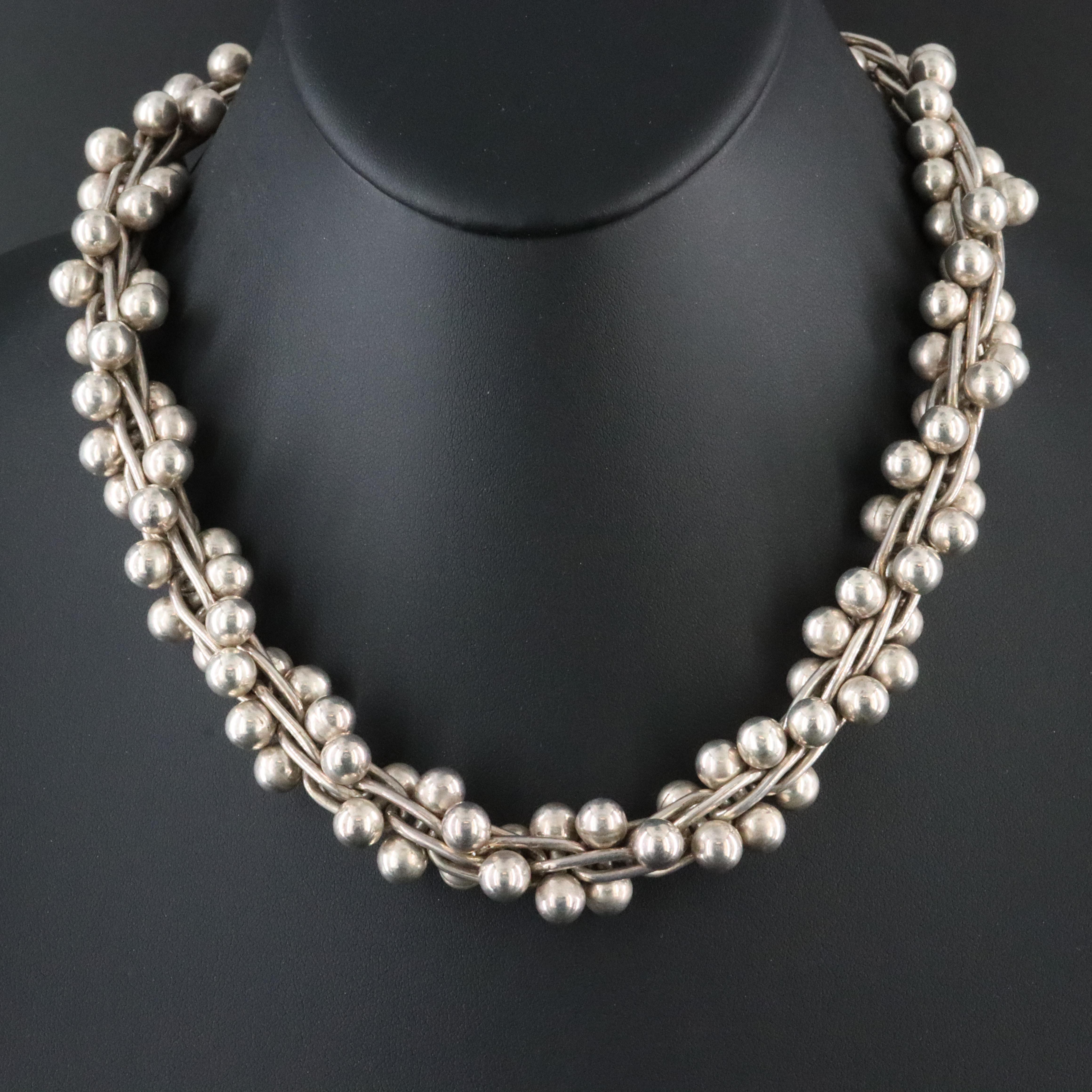 Sterling Ball-Bar Chain Necklace