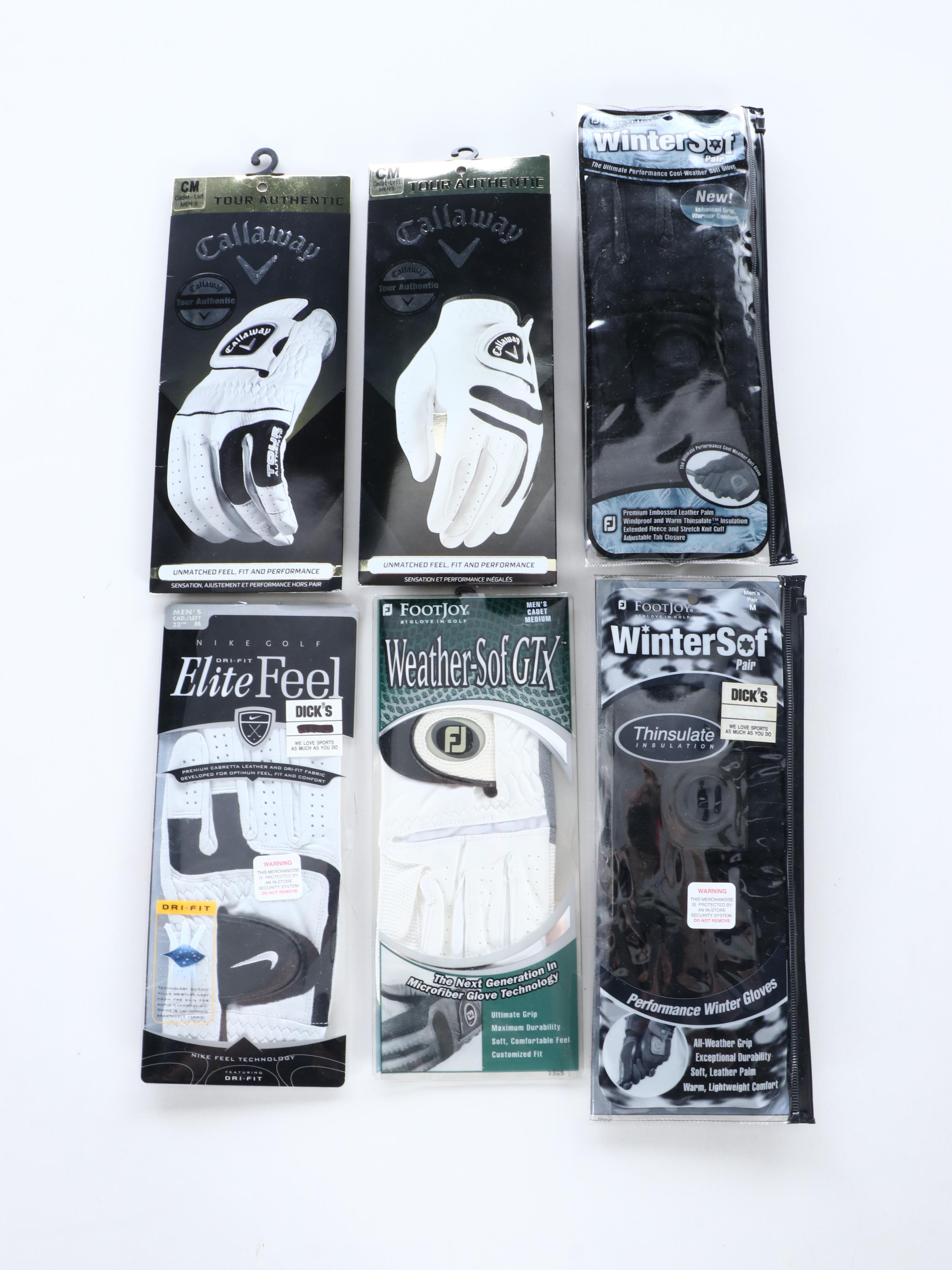 Callaway, Nike, Footjoy and Other Leather Golf Gloves