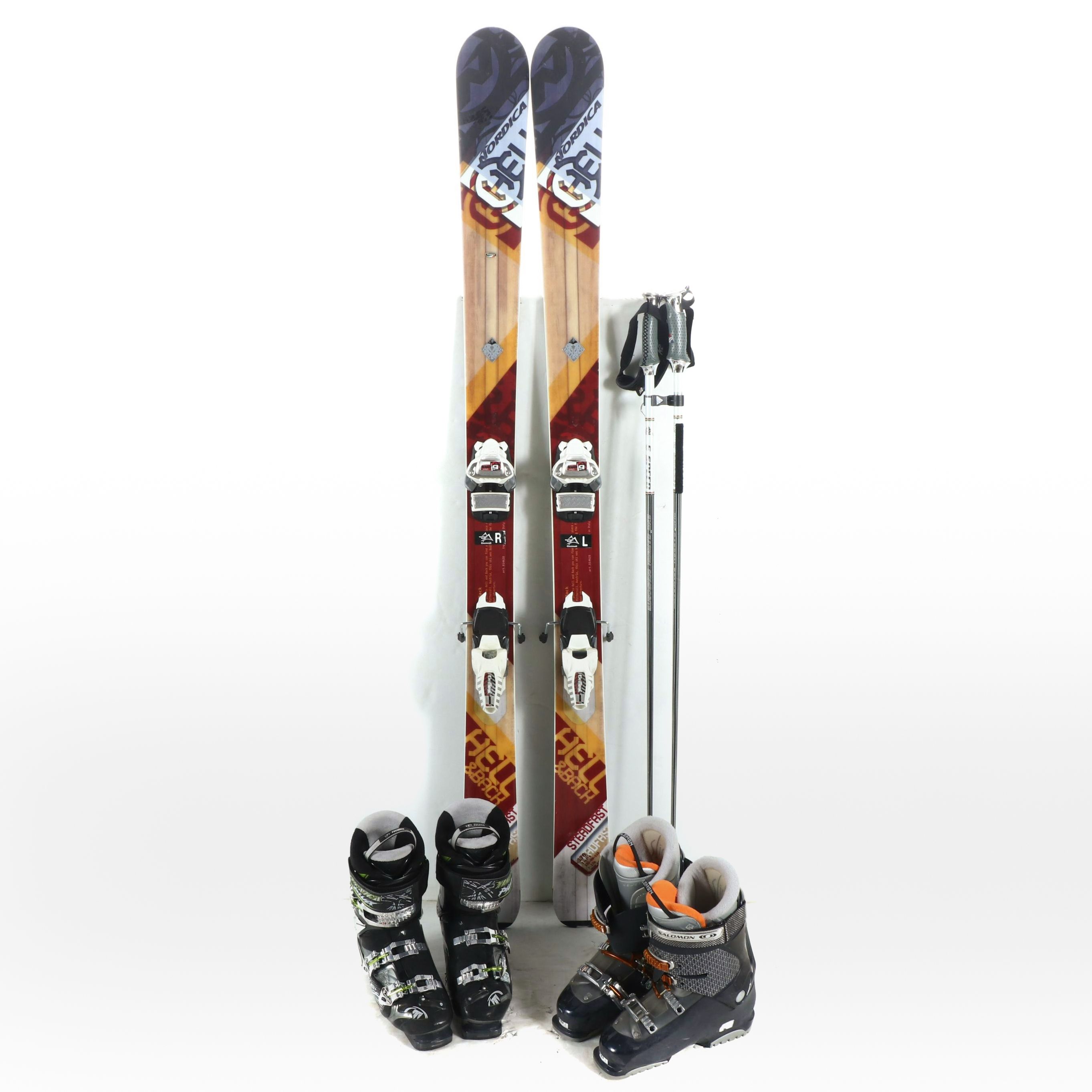 Griffon Skis with Salomon and Technica Ski Boots and Other Ski Poles
