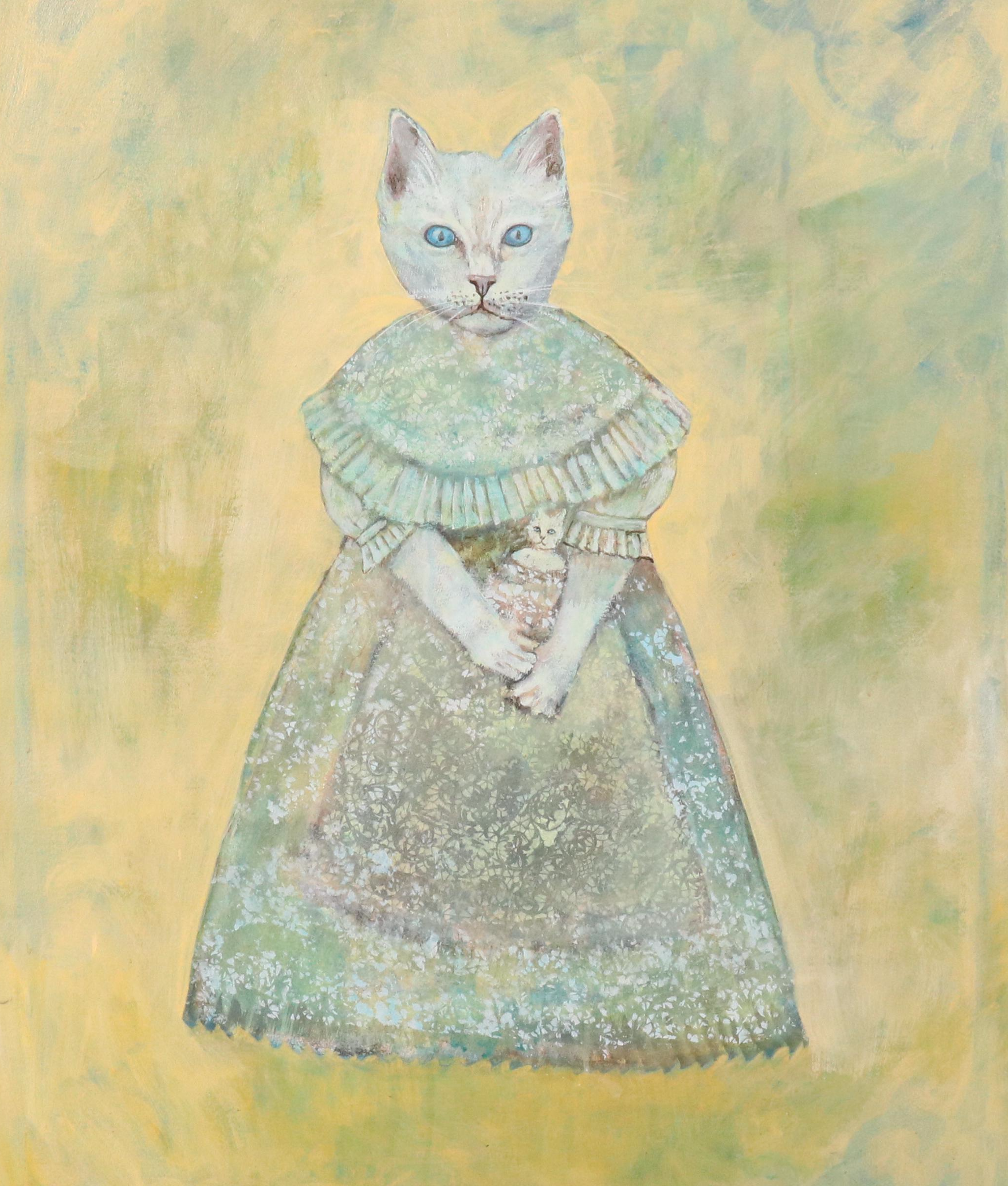 Kristen Myers Acrylic Painting of Anthropomorphic Cat, 2005
