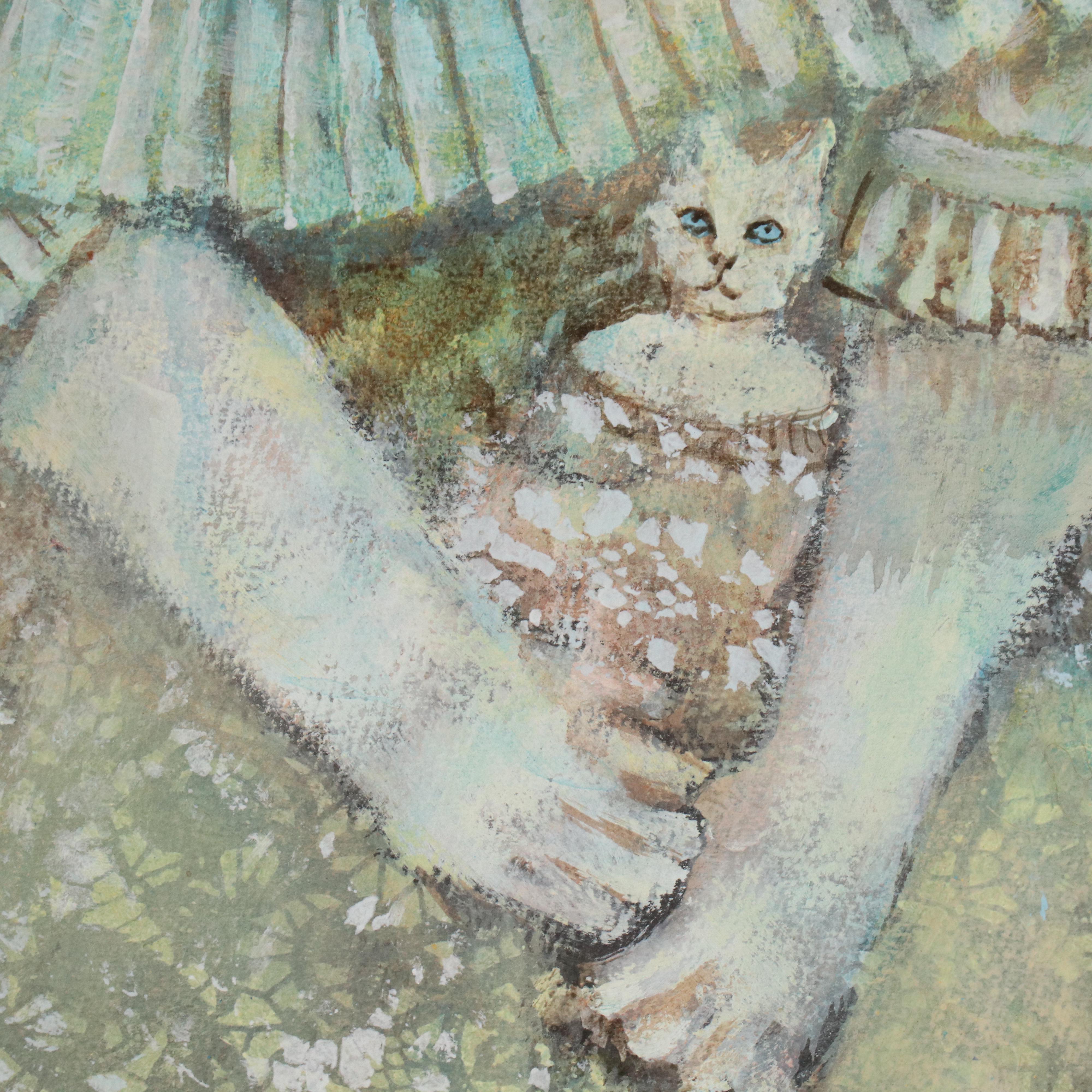 Kristen Myers Acrylic Painting of Anthropomorphic Cat, 2005