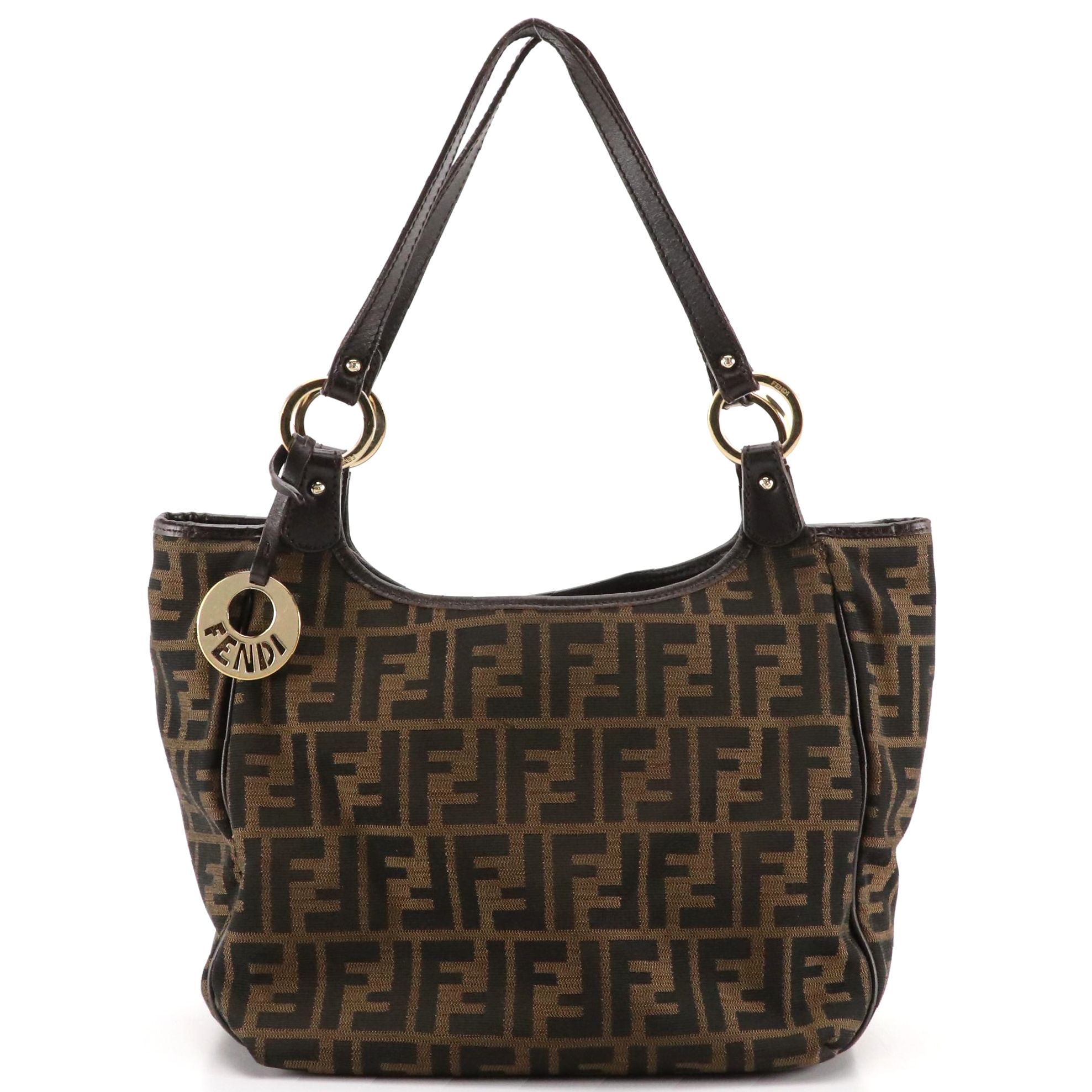 Fendi Shoulder Bag in Zucca Jacquard Canvas and Leather Trim