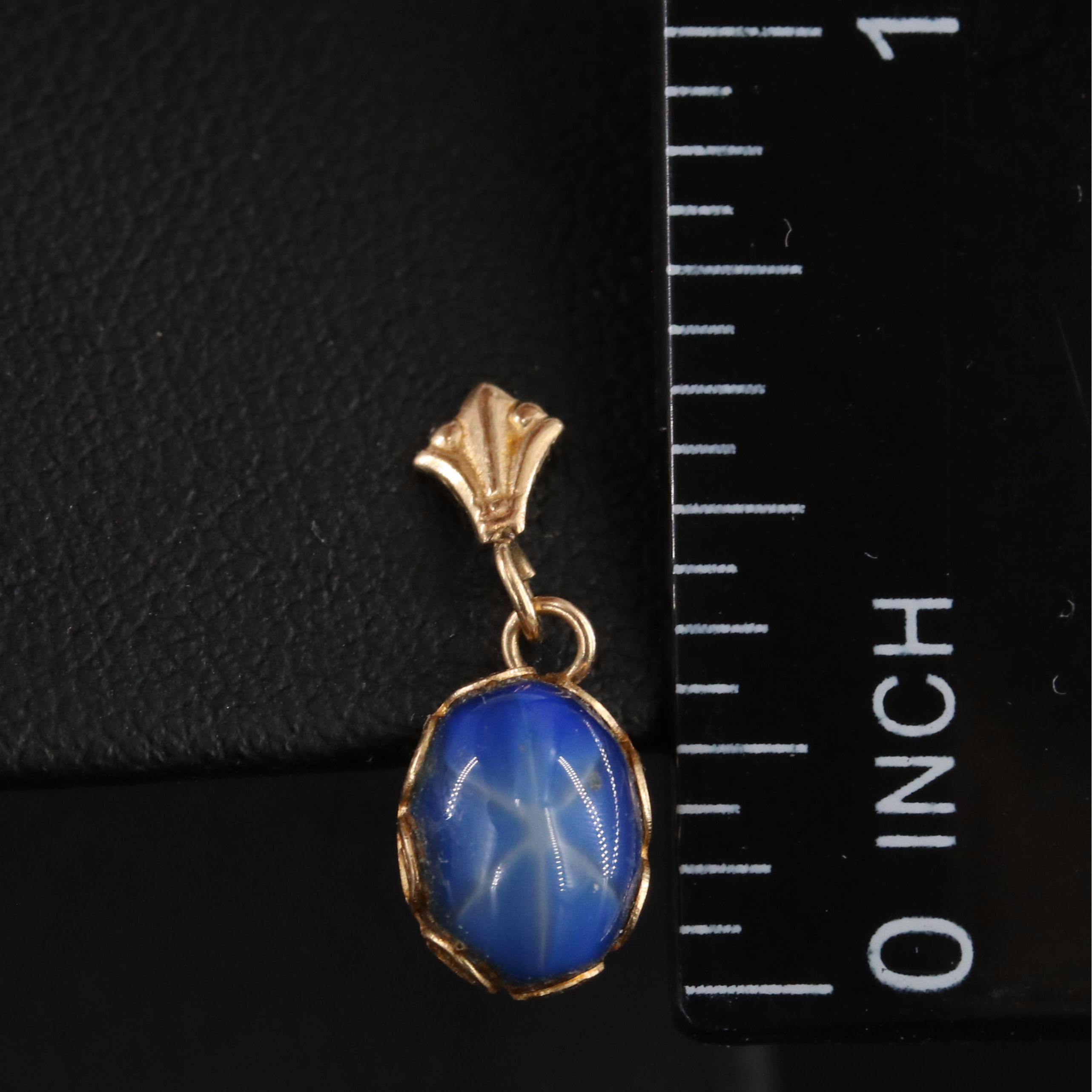 14K Faux Star Sapphire Earrings