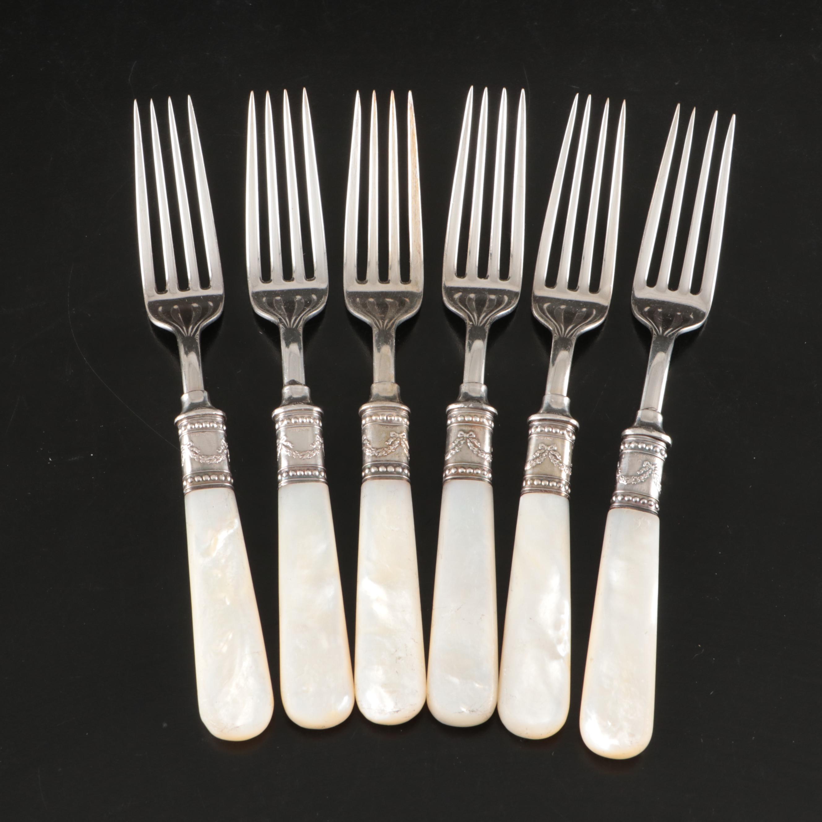 Meridian Cutlery Co. Mother-of-Pearl and Sterling Handled Flatware